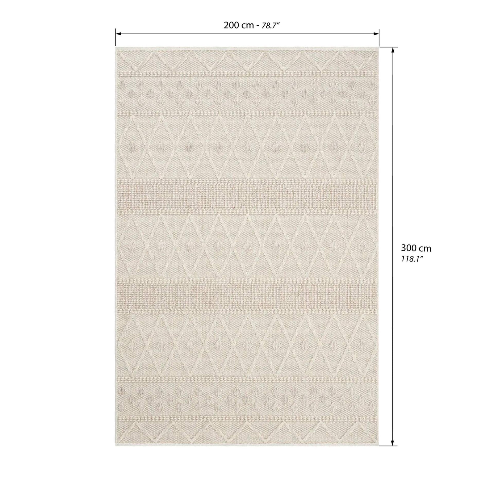 Tapete retangular Atena 200x300 cm, Creme com padrão de losangos - Immagine tecnica 1