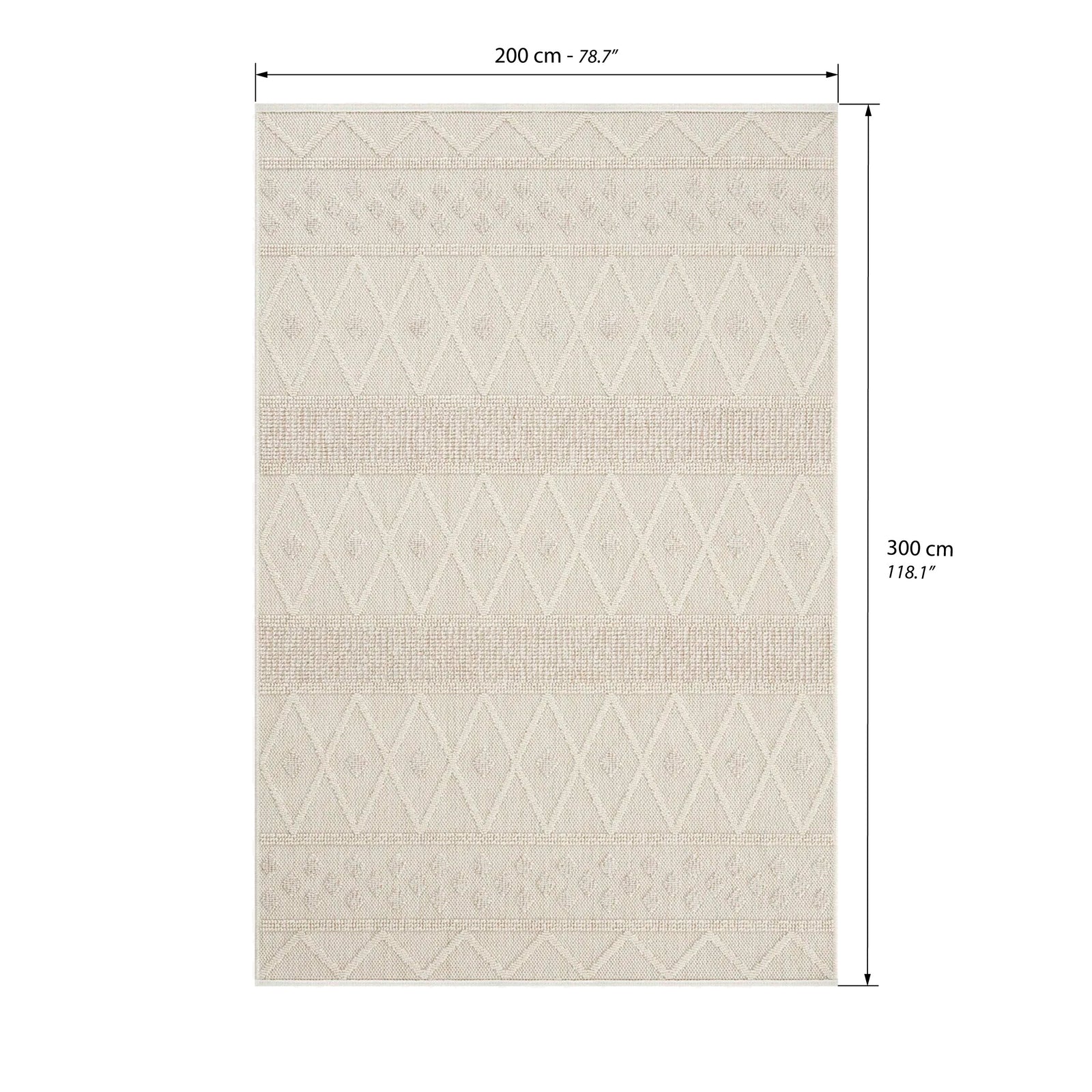 Alfombra rectangular Atena 200x300 cm, Crema con diseño de rombos - Immagine tecnica 1