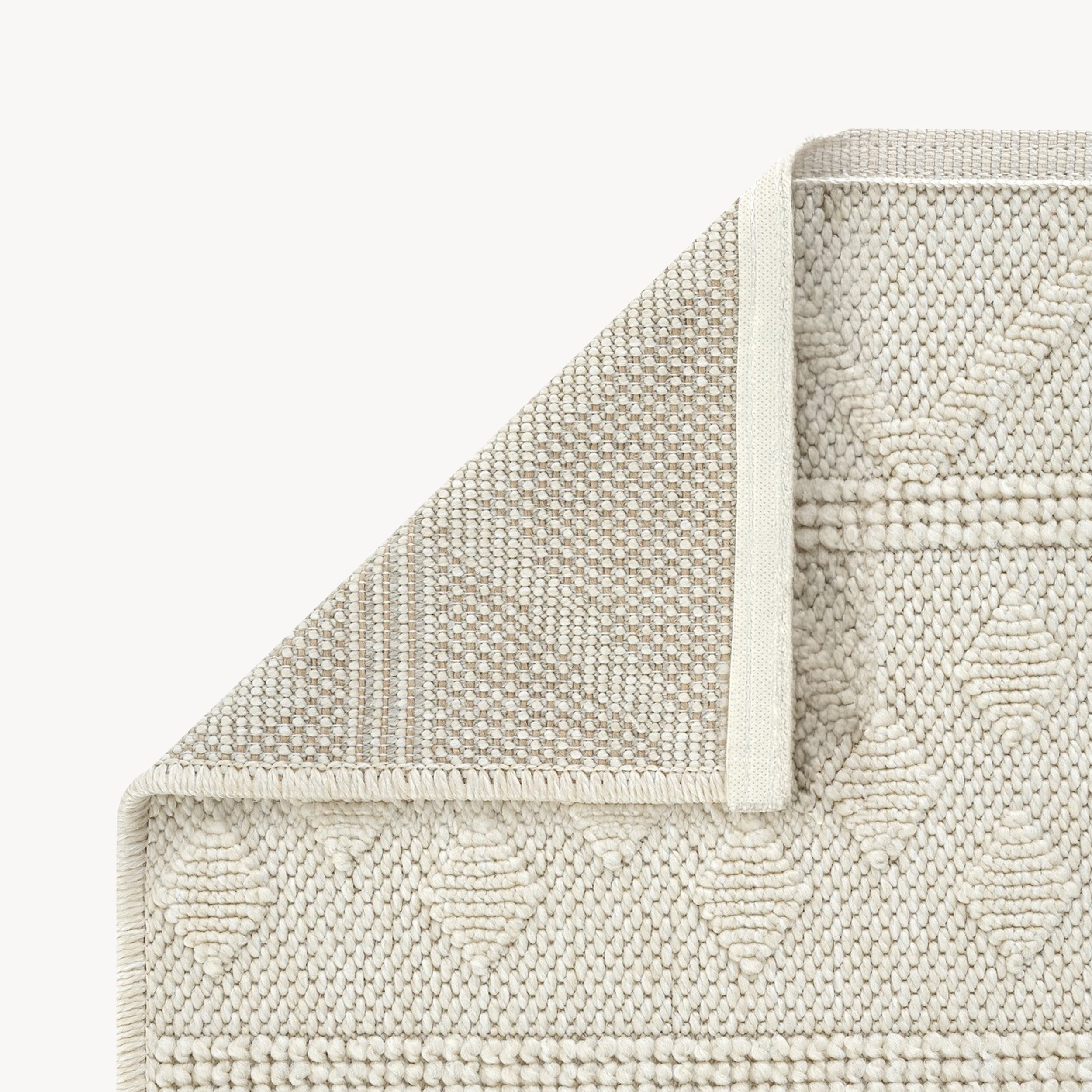 Rectangular Rug Atena 47x98 in, Cream with Diamond Pattern - Detail image 1