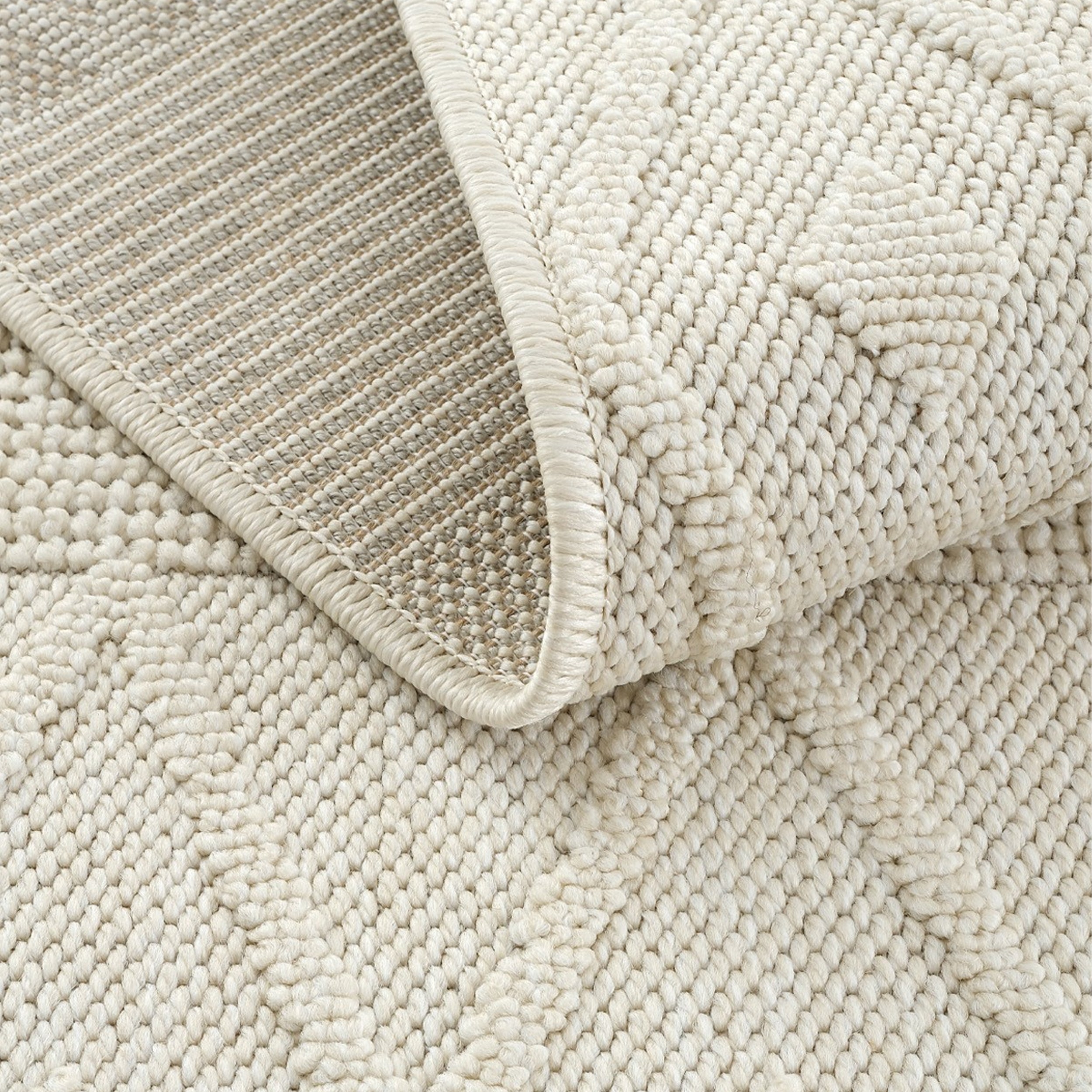 Rectangular Rug Atena 47x98 in, Cream with Diamond Pattern - Detail image 2