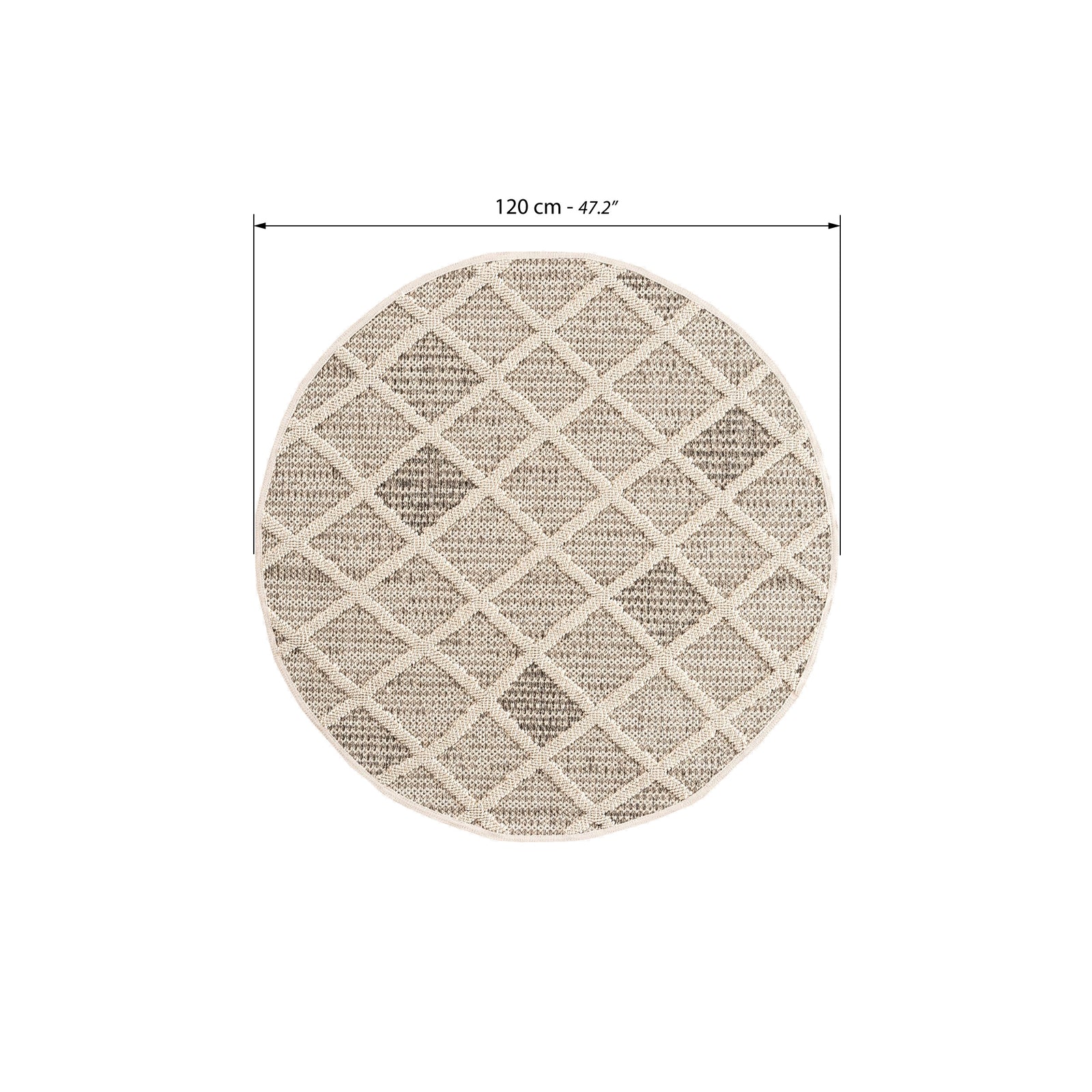 Tapis rond Lidia 120 cm, Crème à motif losanges - Immagine tecnica 1