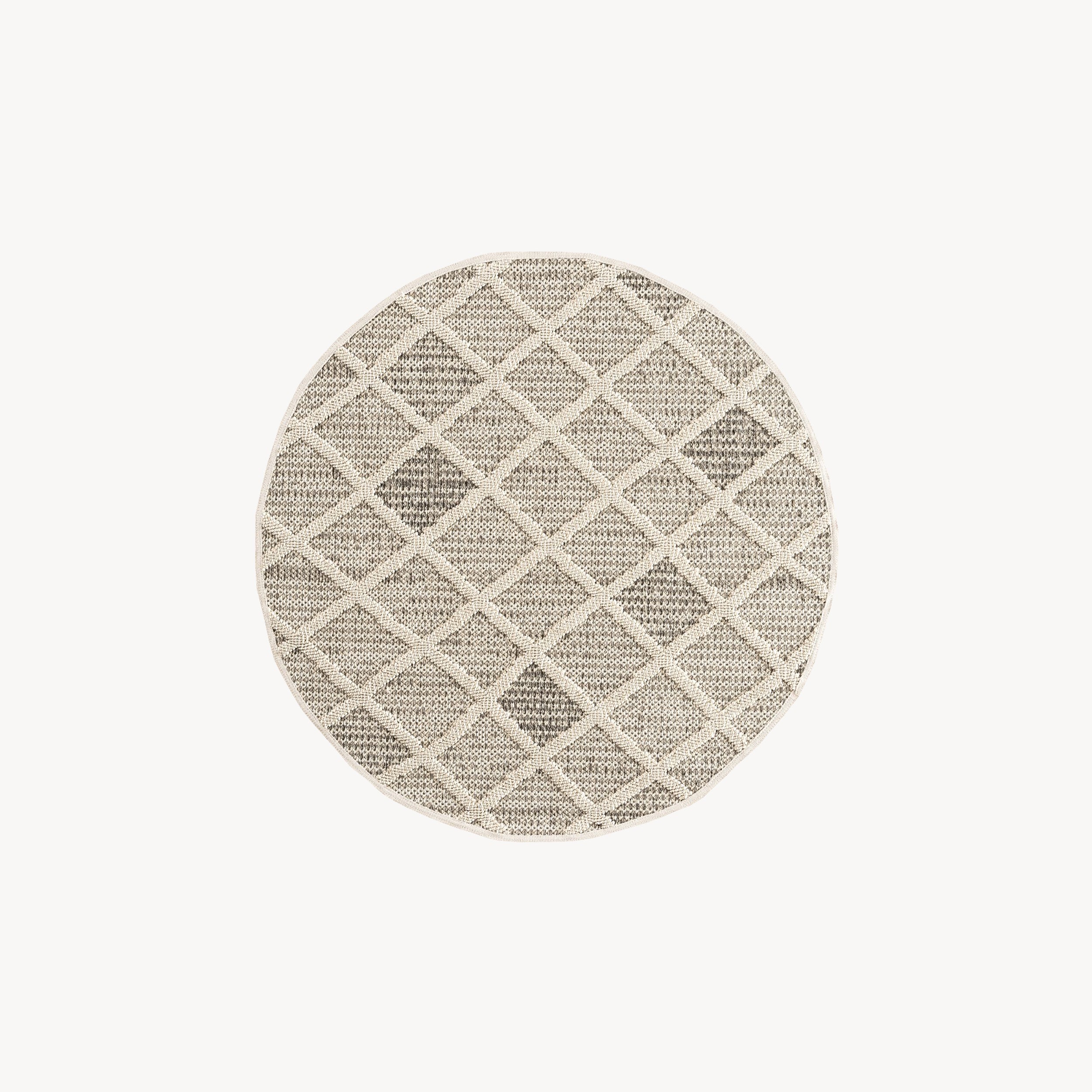 Tappeto rotondo Lidia 120 cm, Crema con motivo a rombi - Immagine principale