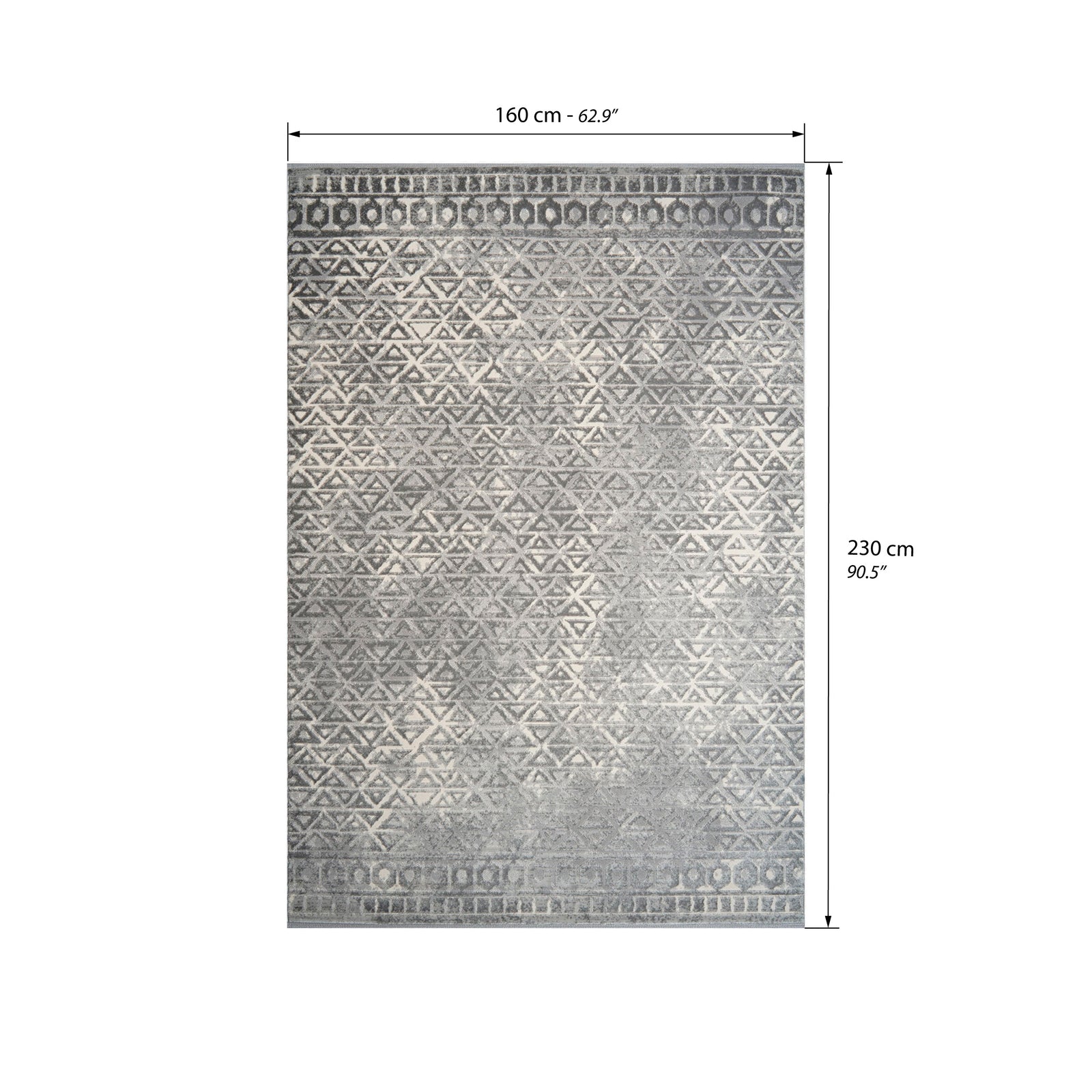 Teppich rechteckig Luna 160x230 cm, Grau mit geometrischem Muster - Immagine tecnica 1