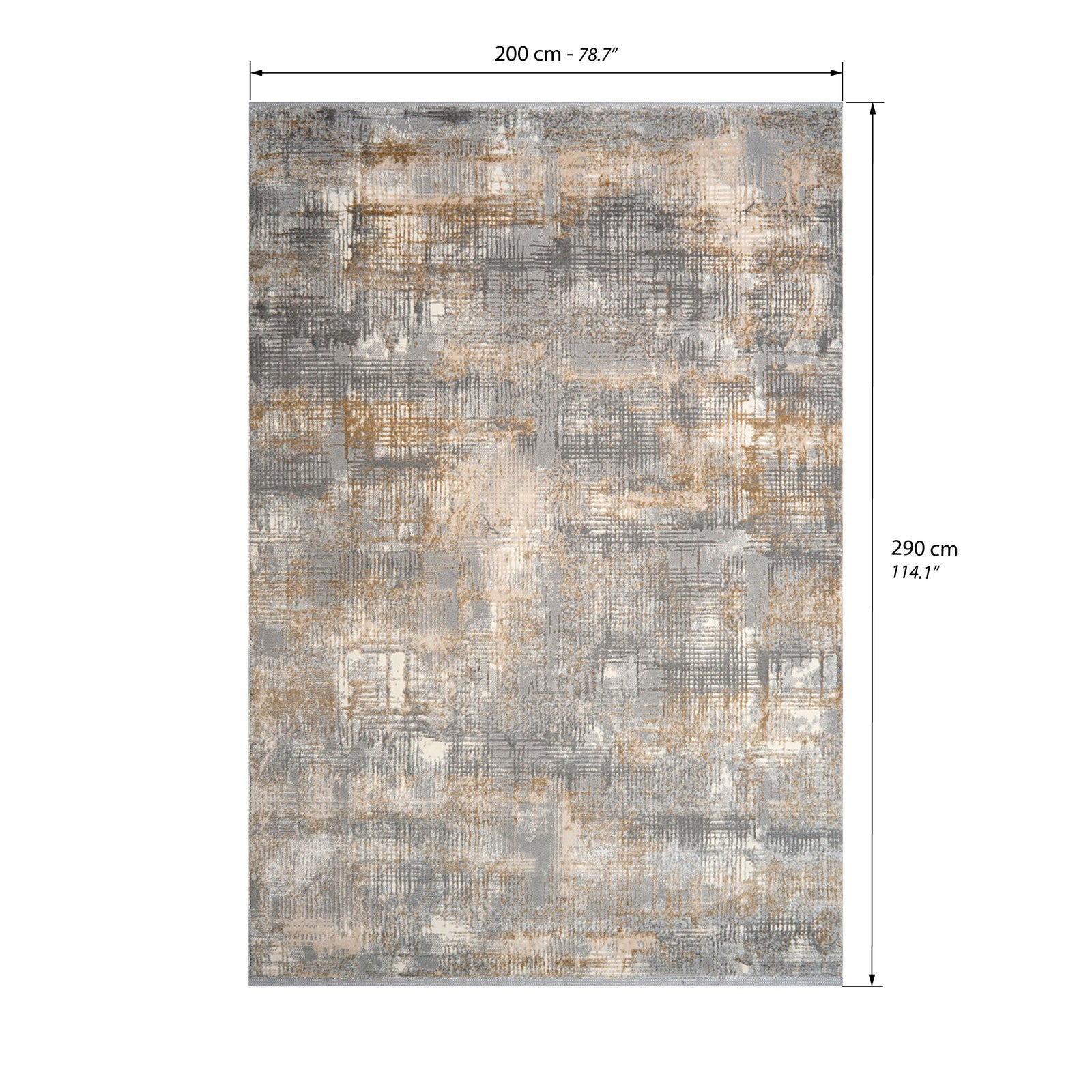 Alfombra rectangular Luna 200x290 cm, Gris y Beige con diseño abstracto - Immagine tecnica 1