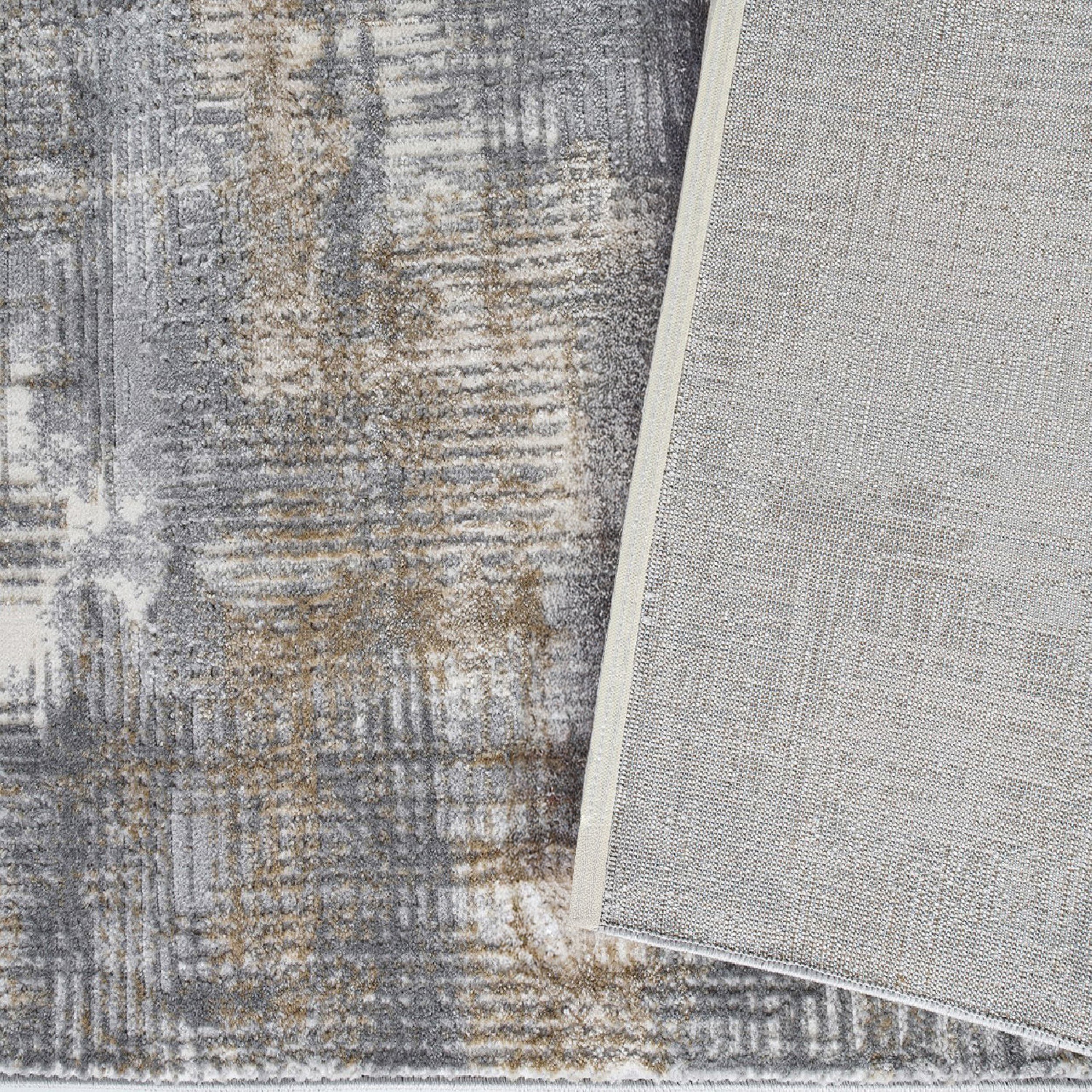 Rectangular rug Luna 79x114 in, Grey and Beige with abstract pattern