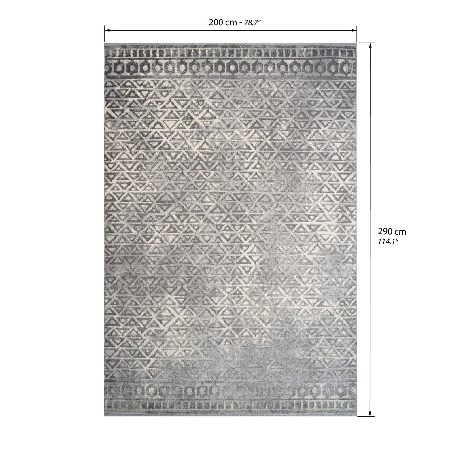 Rectangular rug Luna 79x114 in, Grey with geometric pattern - Immagine tecnica 1