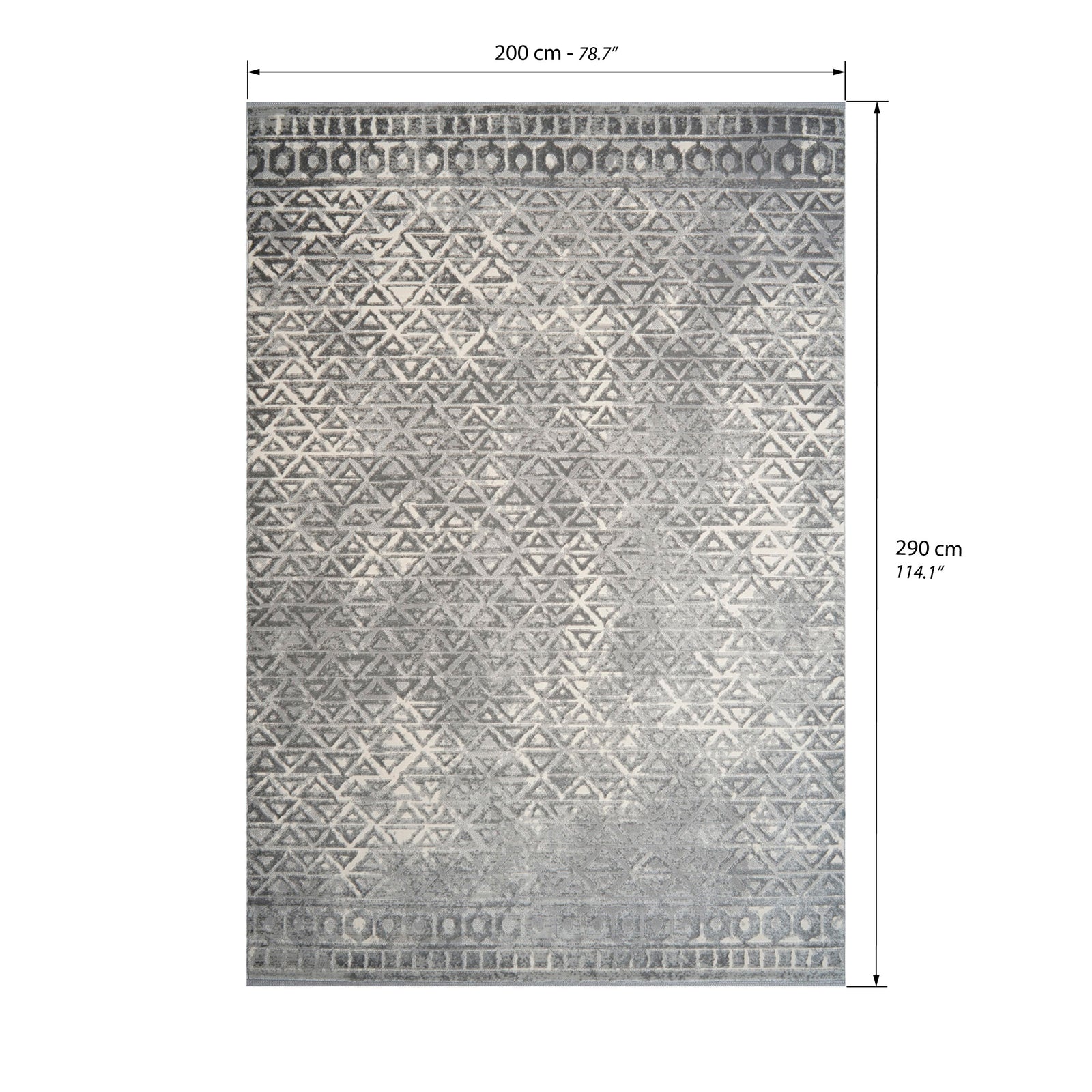 Teppich rechteckig Luna 200x290 cm, Grau mit geometrischem Muster - Immagine tecnica 1