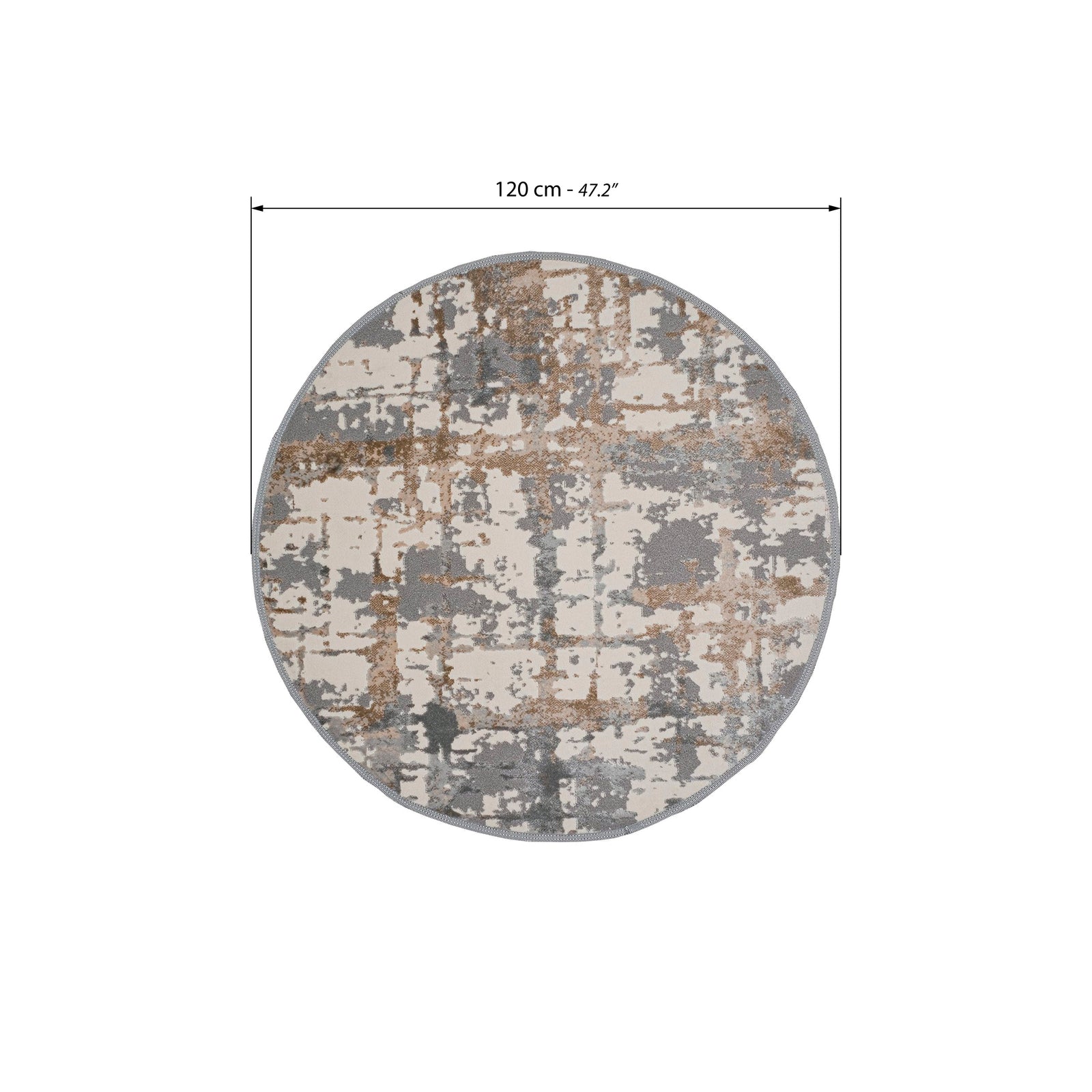Round rug Luna 120 cm, Grey and Beige with abstract pattern - Immagine tecnica 1