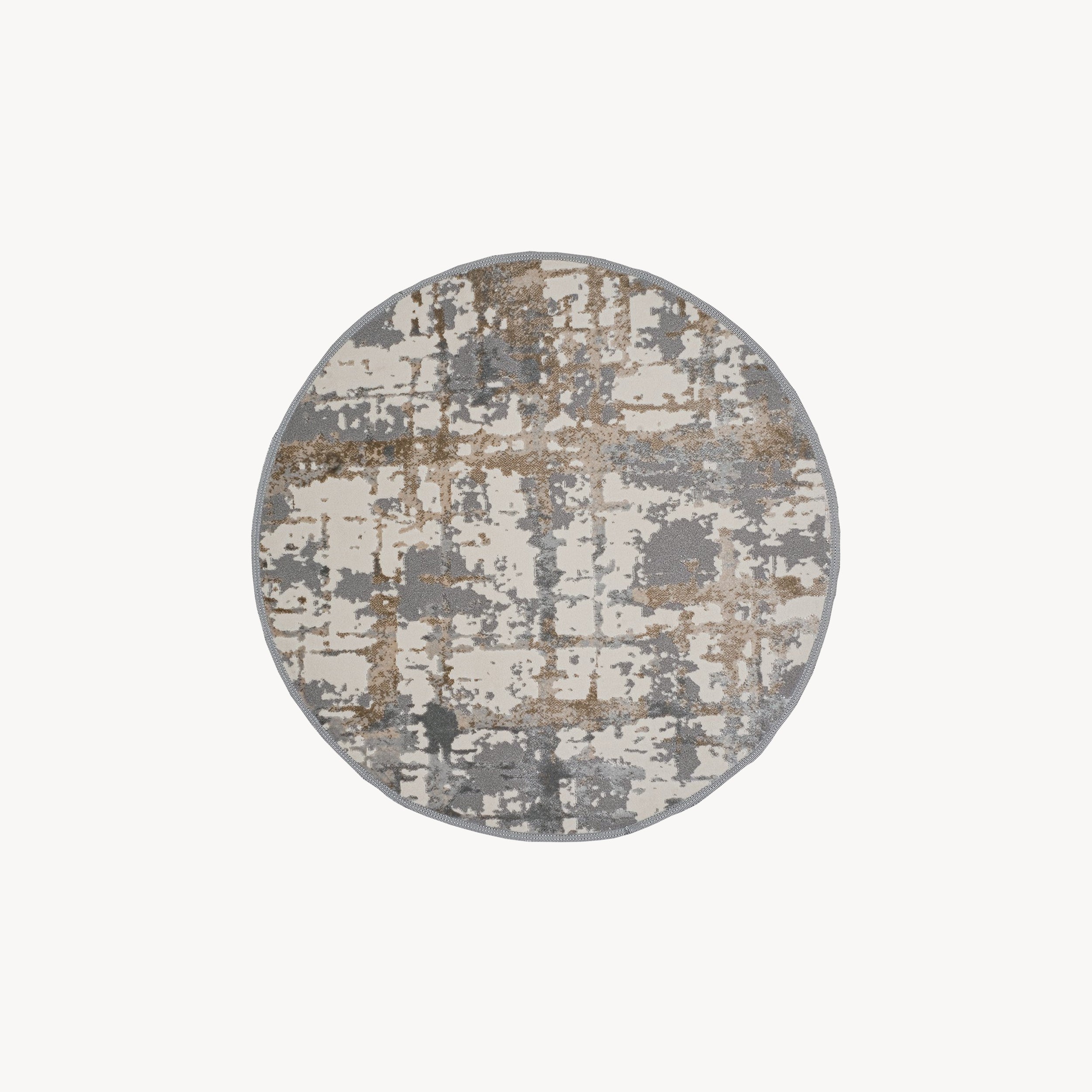 Covor rotund Luna 120 cm, Gri și Bej cu model abstract