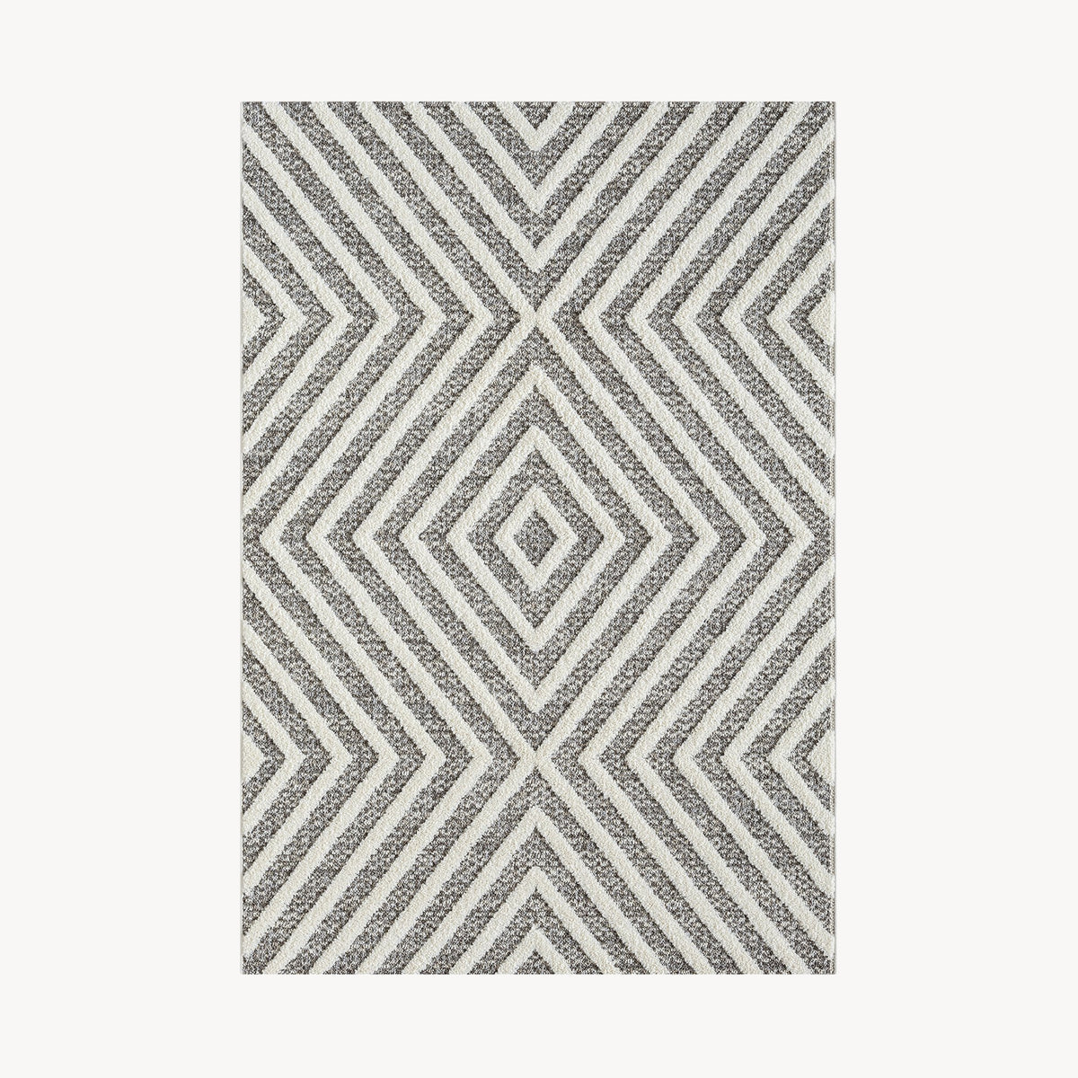Rectangular rug Maya 79x114 in, Cream with Aztec pattern