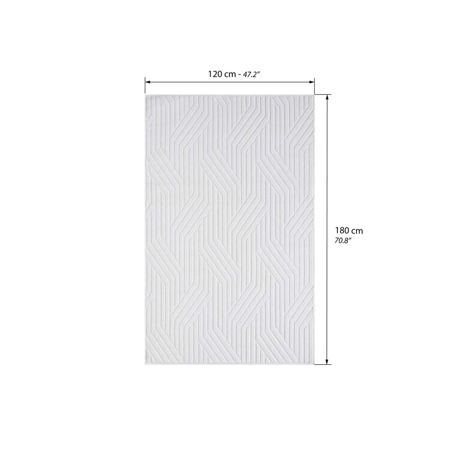 Rectangular rug Niva 47x71 in, White with geometric pattern - Immagine tecnica 1
