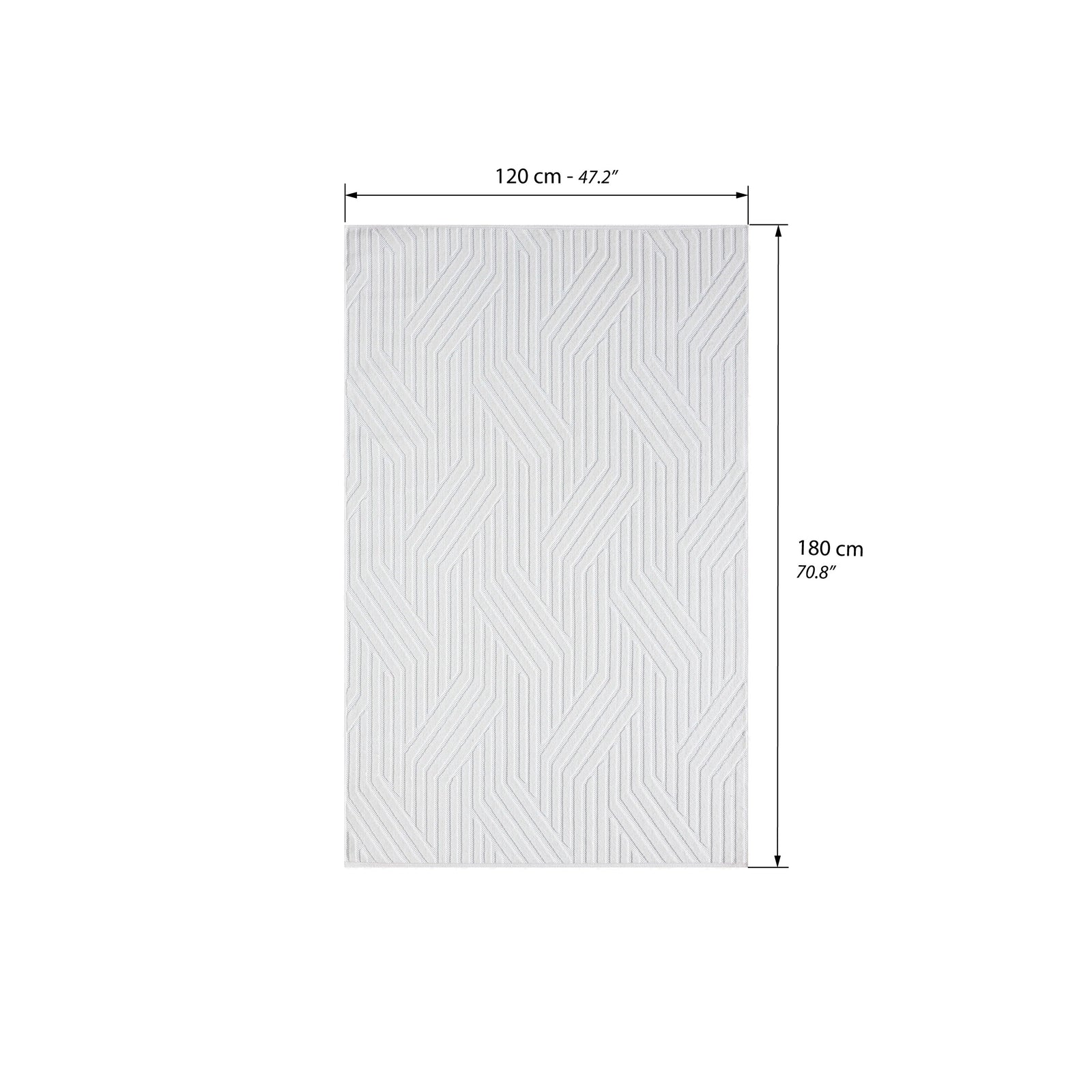 Rectangular rug Niva 120x180 cm, White with geometric pattern - Immagine tecnica 1