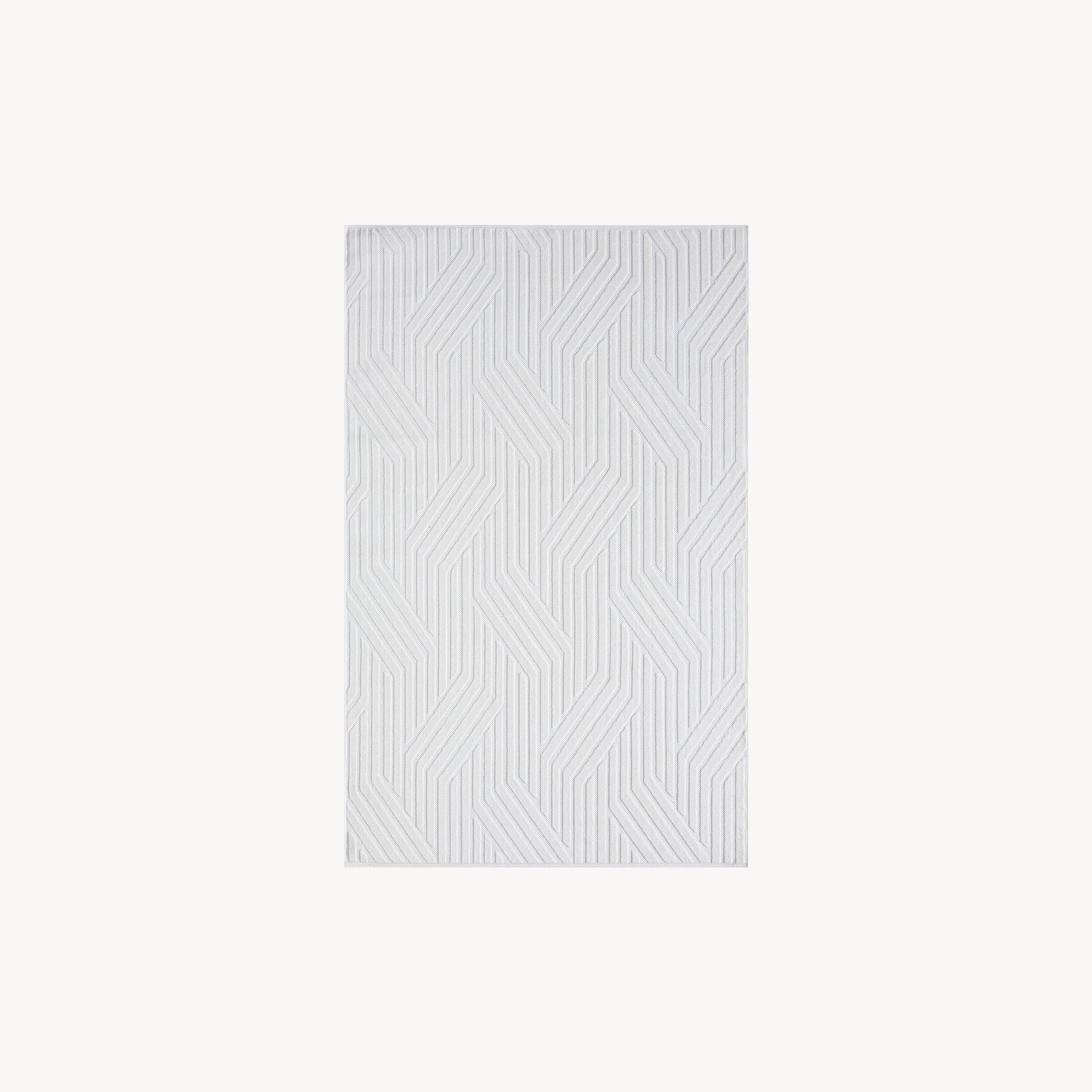 Tapis rectangulaire Niva 120x180 cm, Blanc avec motif géométrique