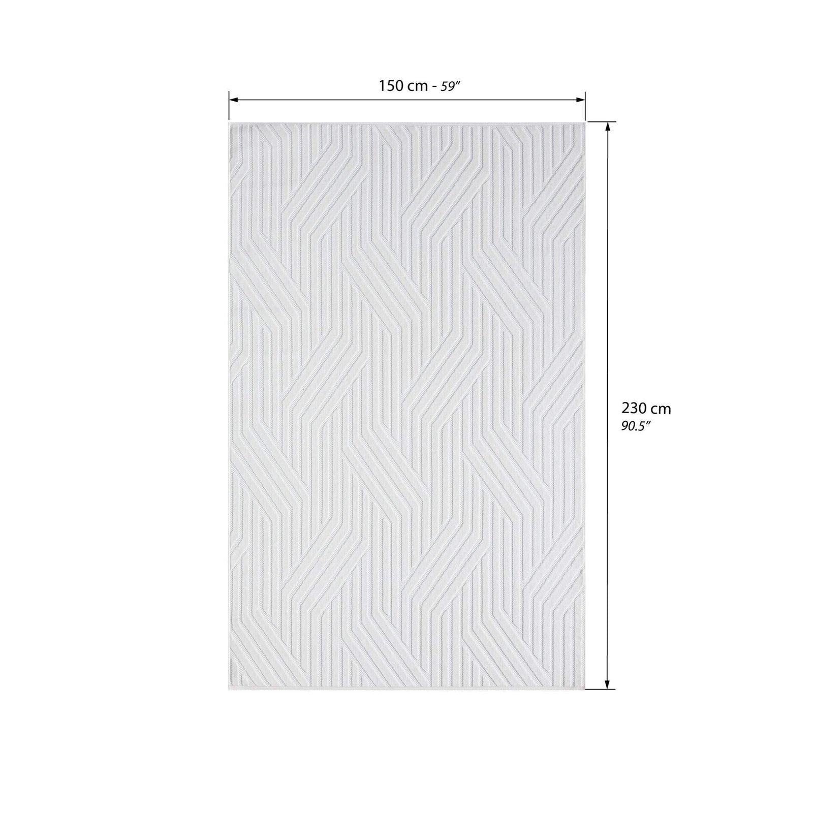 Rectangular rug Niva 150x230 cm, White with geometric pattern - Immagine tecnica 1