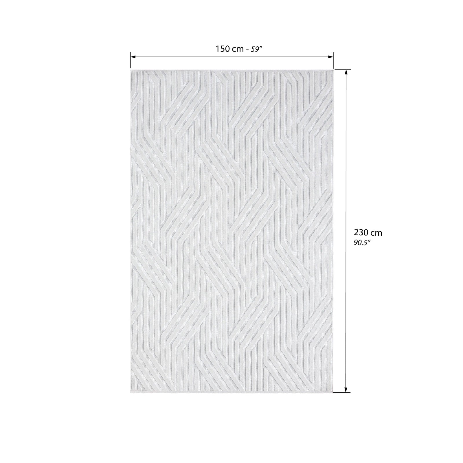 Rectangular rug Niva 150x230 cm, White with geometric pattern - Immagine tecnica 1