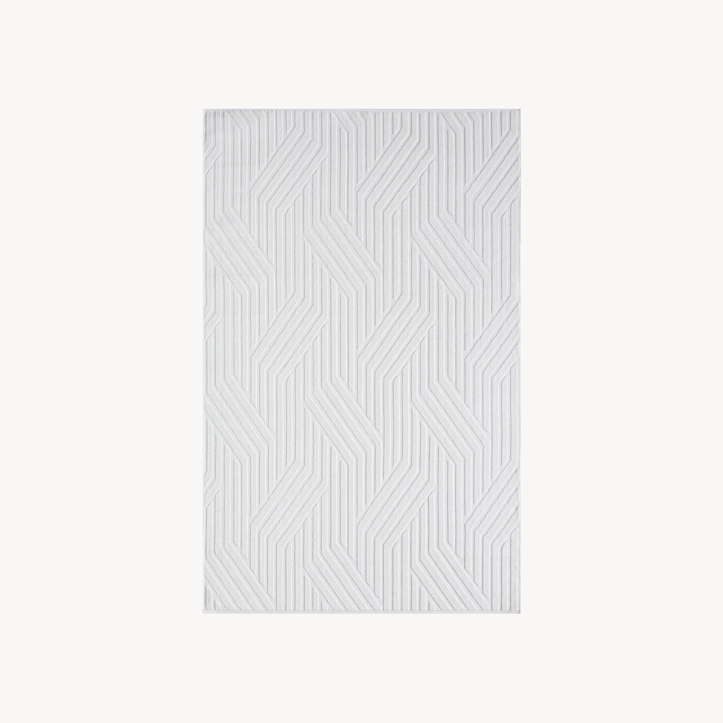 Rectangular rug Niva 150x230 cm, White with geometric pattern - Main image