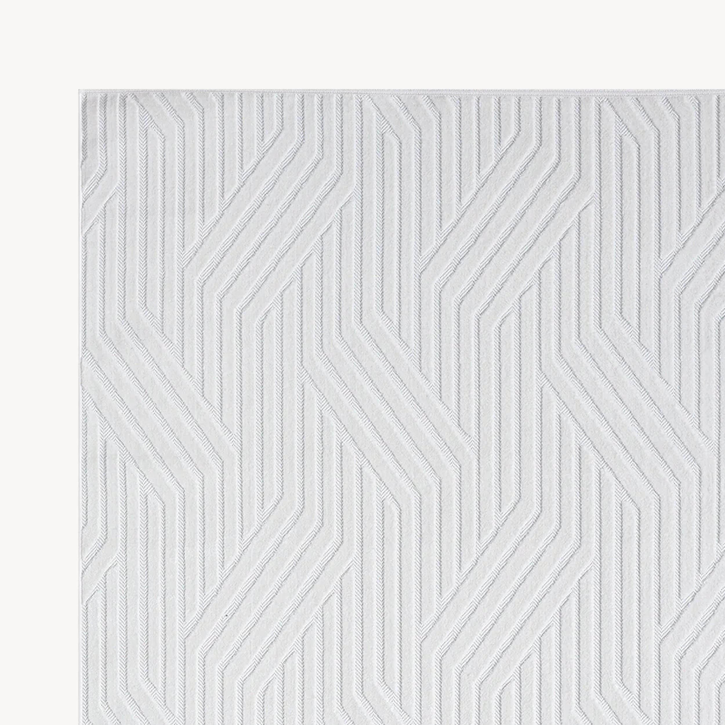 Tapis rectangulaire Niva 150x350 cm, Blanc avec motif géométrique