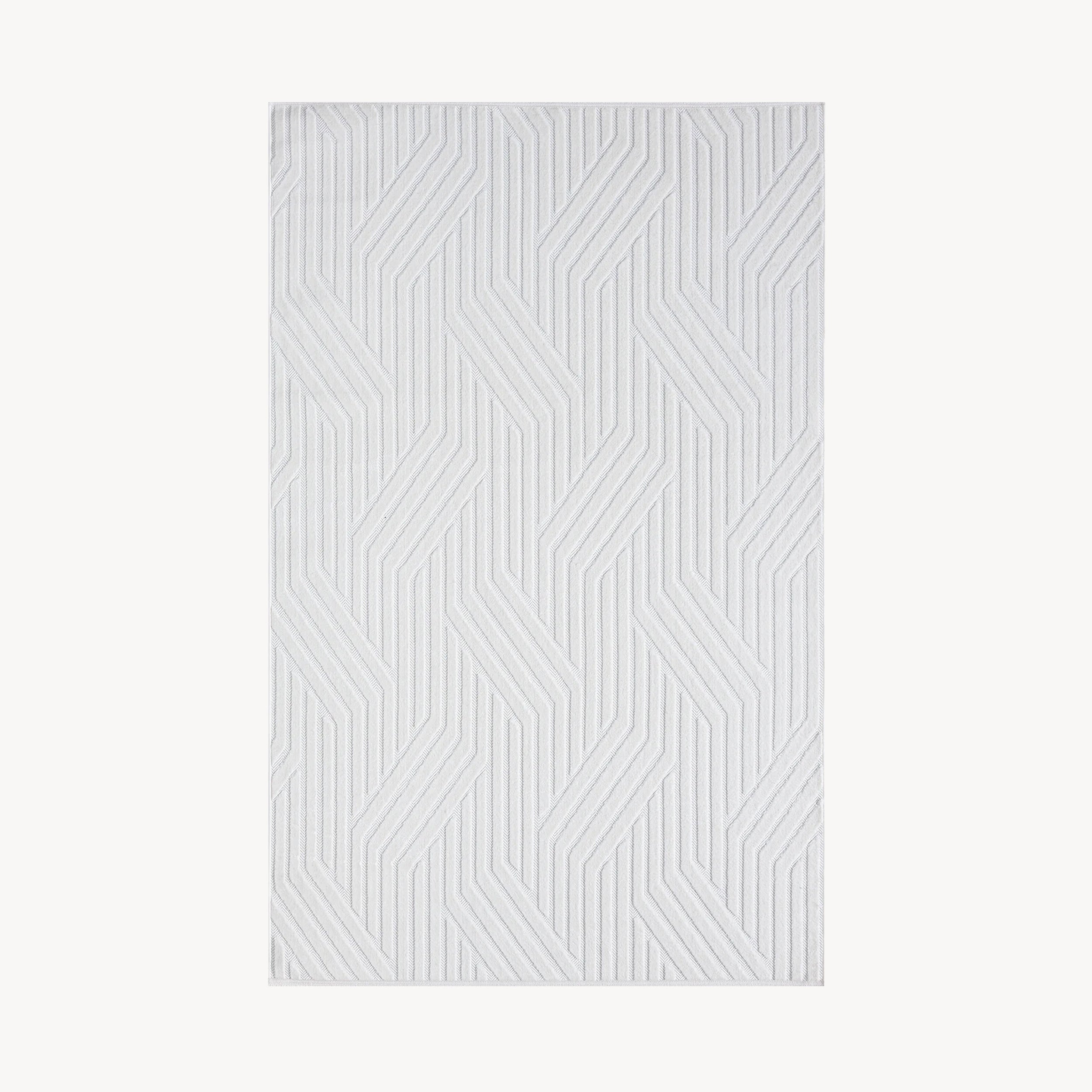 Rectangular rug Niva 200x290 cm, White with geometric pattern - Main image