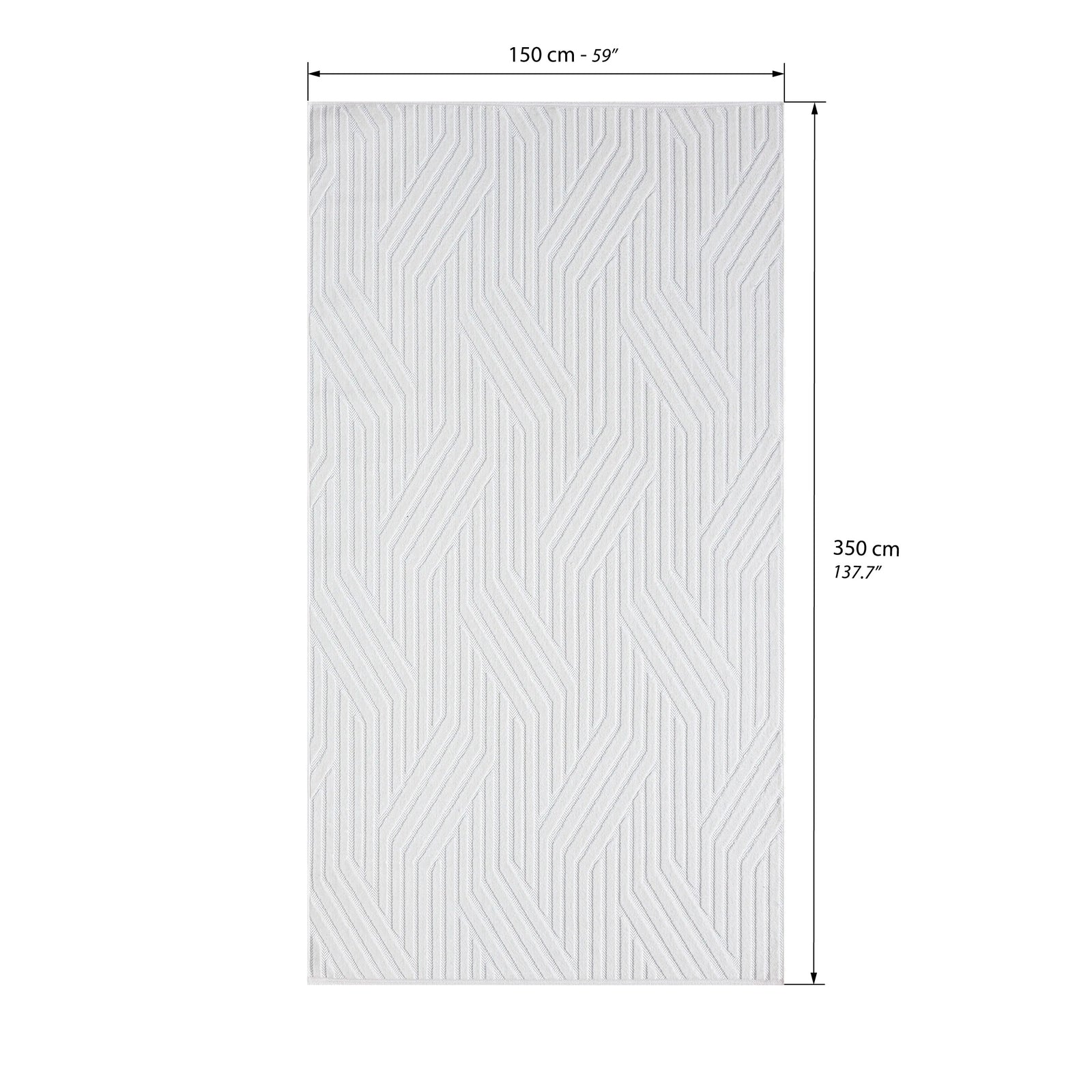 Rectangular rug Niva 59x138 in, White with geometric pattern - Immagine tecnica 1