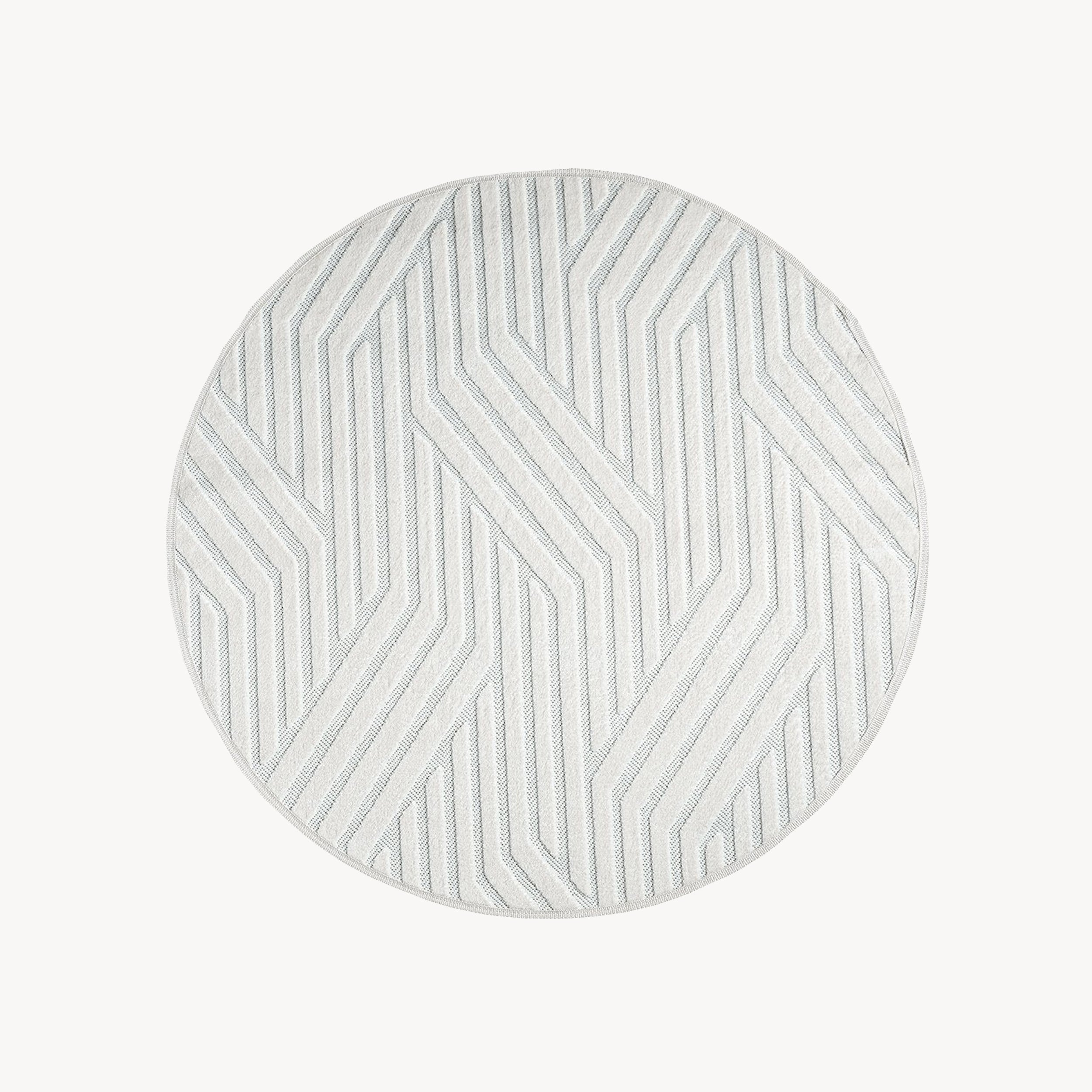 Tappeto Rotondo Niva 145 cm, Bianco con motivo geometrico