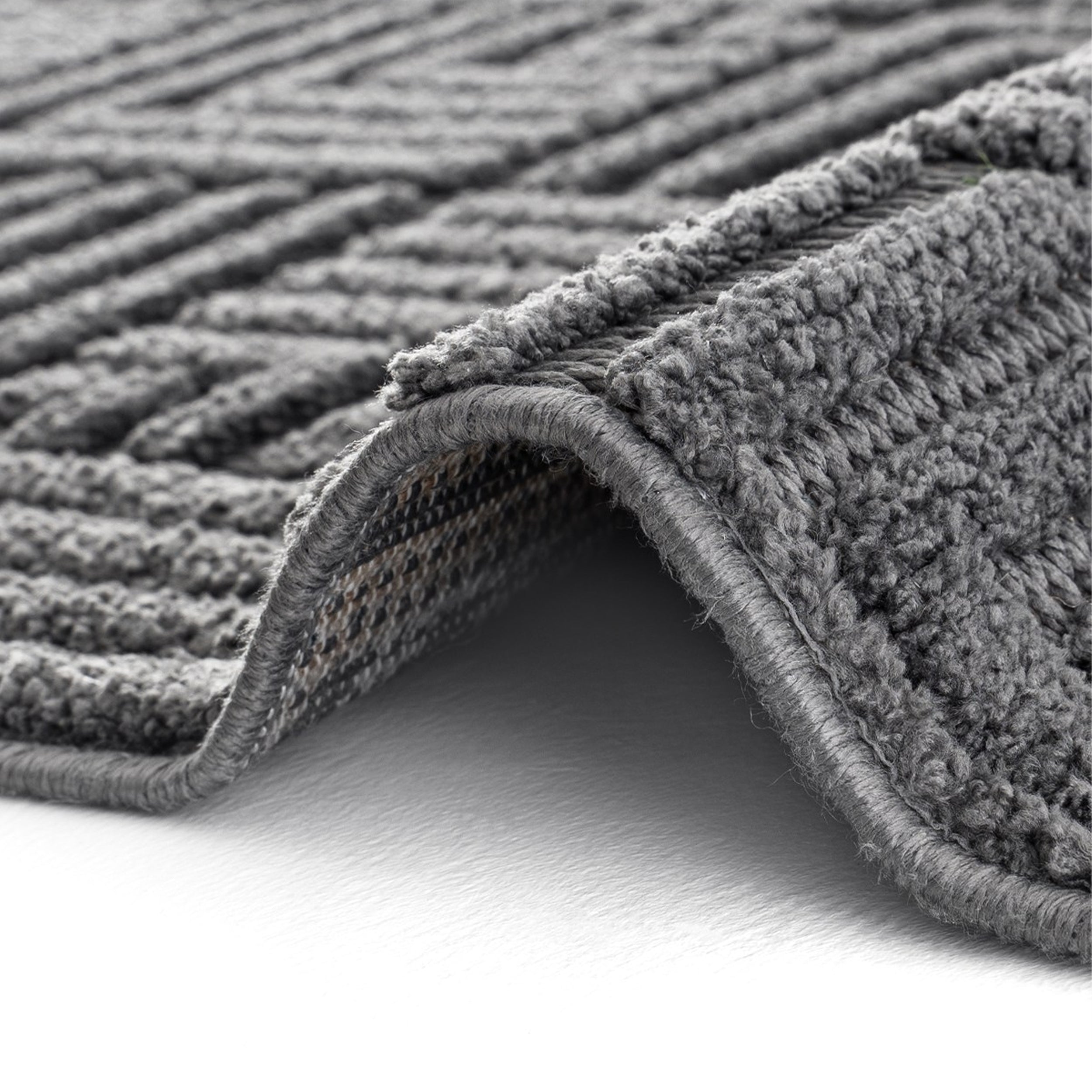 Rectangular rug Pietro 63x91 in, Anthracite with rectangular geometric pattern - Detail image 4