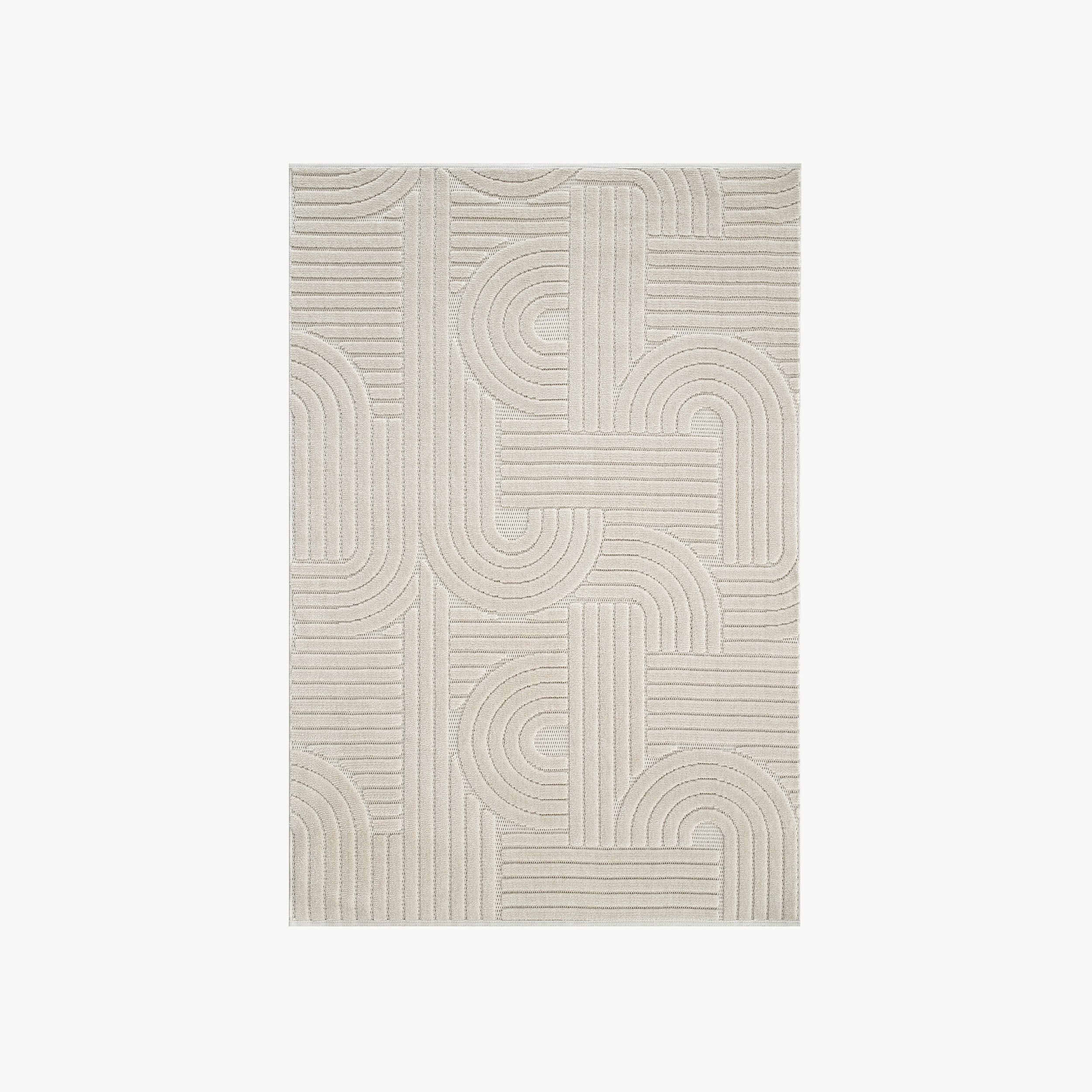 Rechthoekig tapijt Pietro 160x230 cm, Beige met cirkelvormig geometrisch patroon