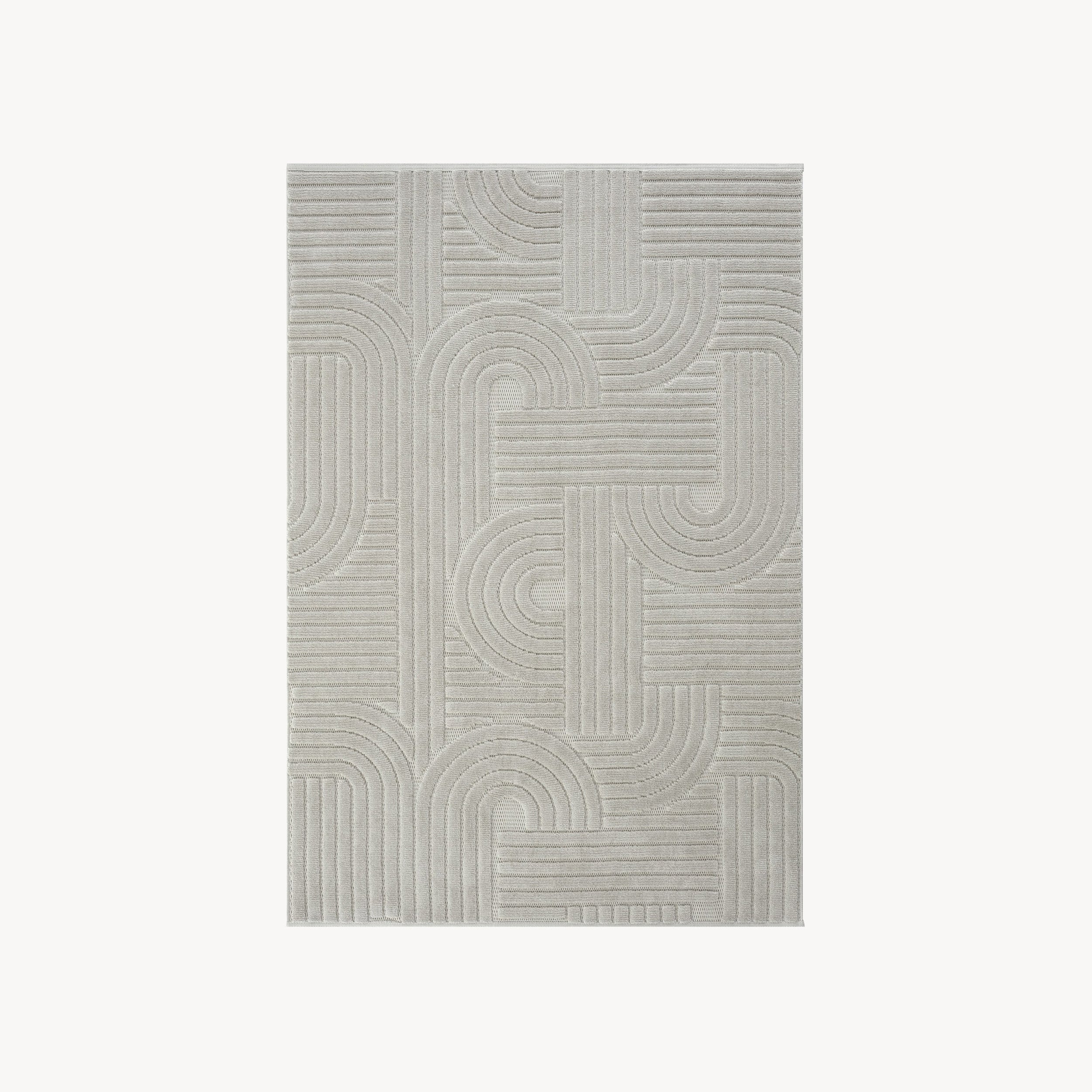 Tapis rectangulaire Pietro 160x230 cm, Gris avec motif géométrique circulaire