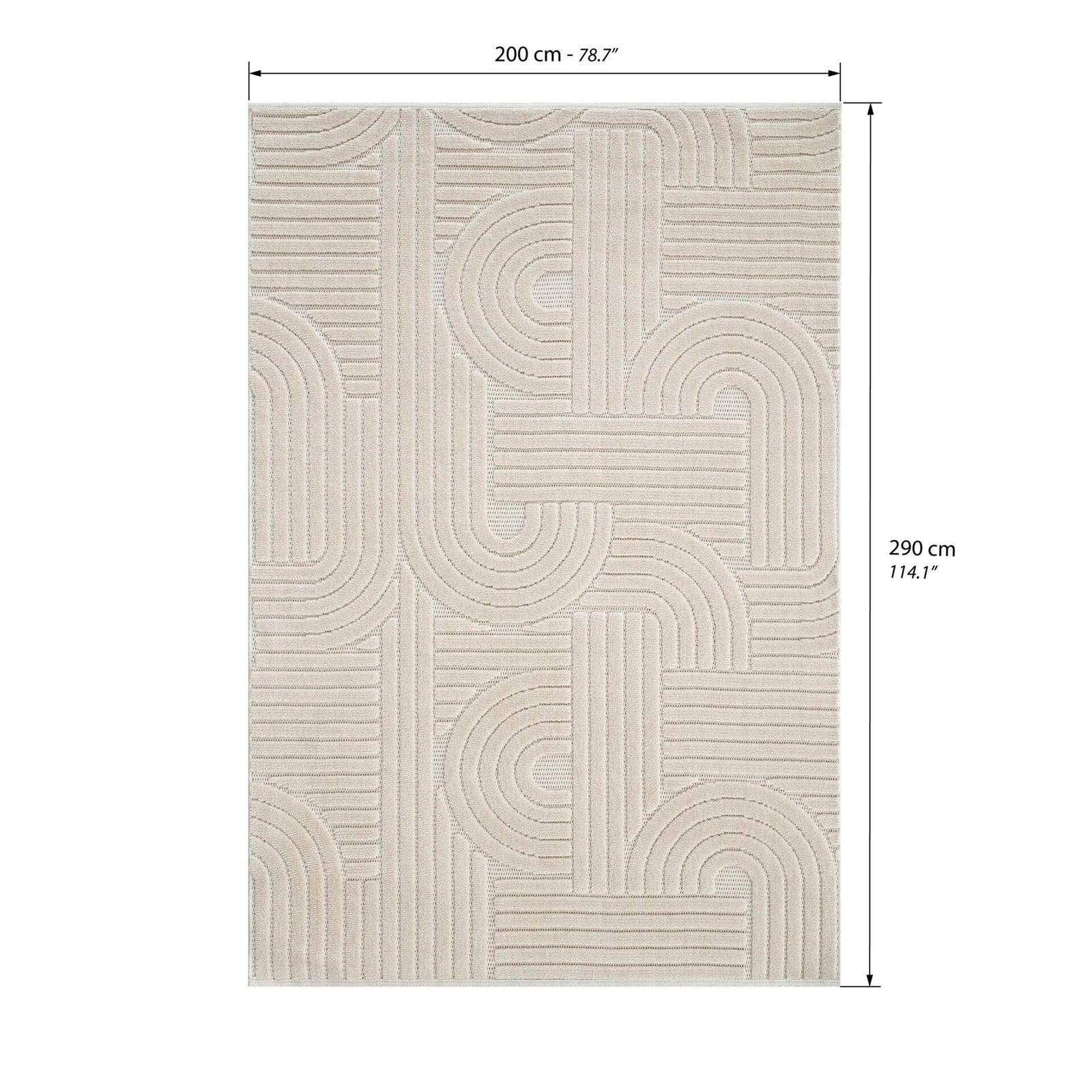 Teppich rechteckig Pietro 200x290 cm, Beige mit kreisförmigem geometrischem Muster - Immagine tecnica 1