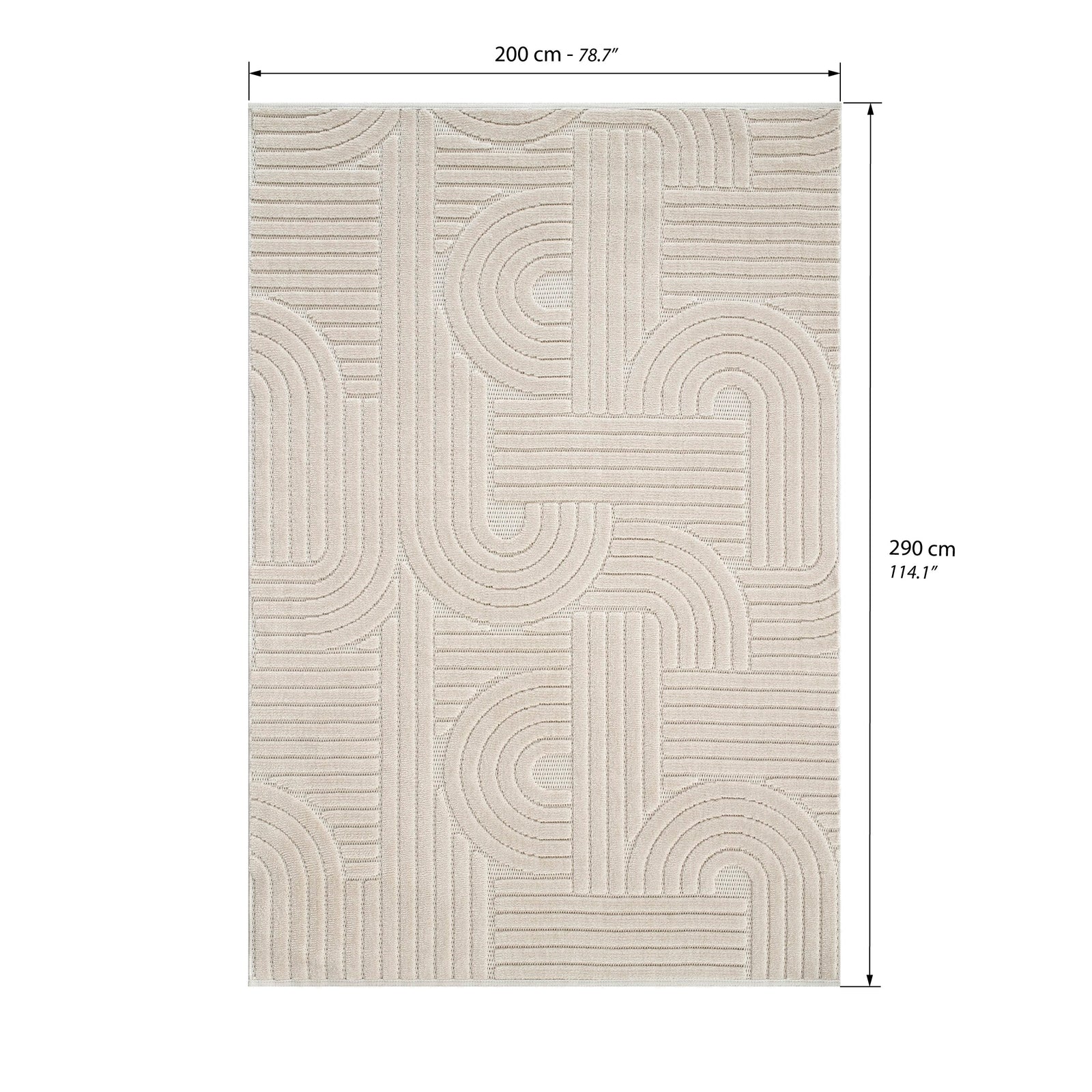 Covor dreptunghiular Pietro 200x290 cm, Bej cu model geometric circular - Immagine tecnica 1