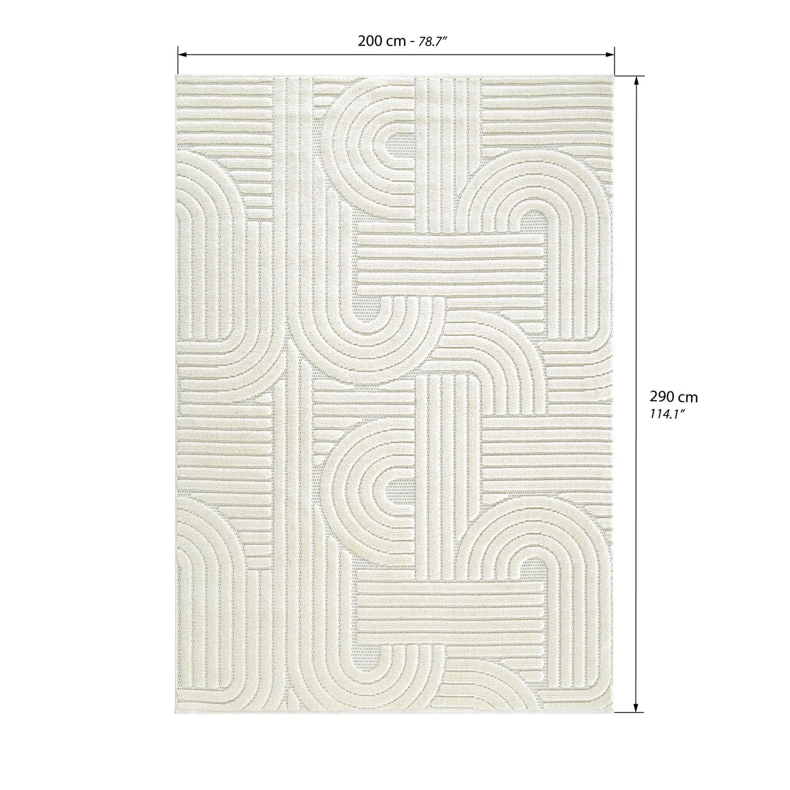 Tapis rectangulaire Pietro 200x290 cm, Crème avec motif géométrique circulaire - Immagine tecnica 1
