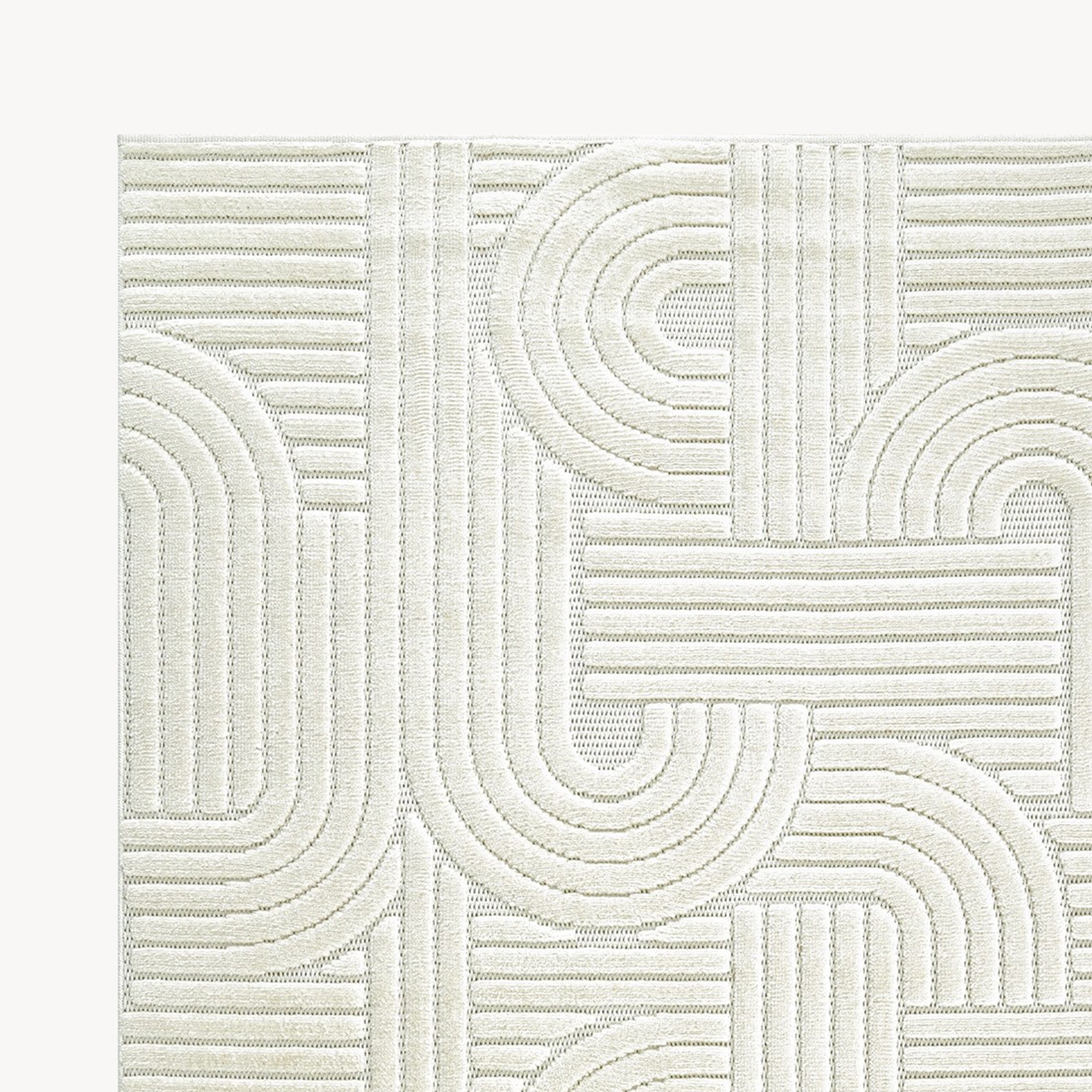 Tapis rectangulaire Pietro 200x290 cm, Crème avec motif géométrique circulaire - Detail image 1