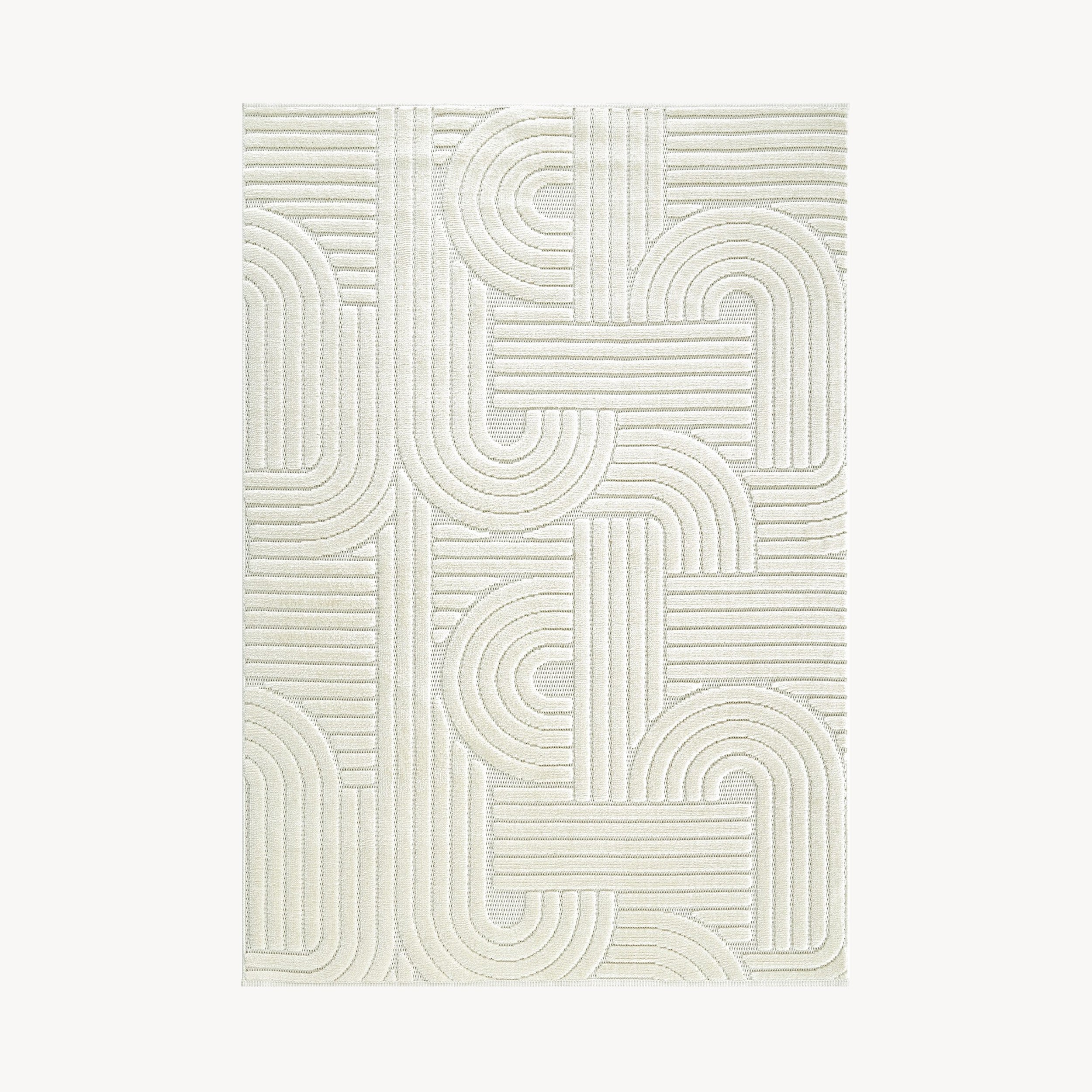 Tapis rectangulaire Pietro 200x290 cm, Crème avec motif géométrique circulaire - Main image