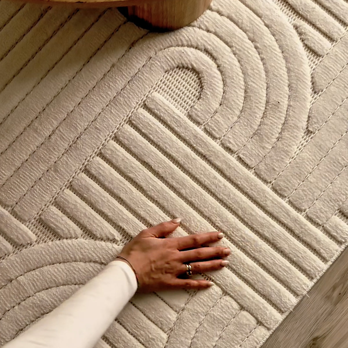 Rectangular rug Pietro 200x290 cm, Cream with circular geometric pattern