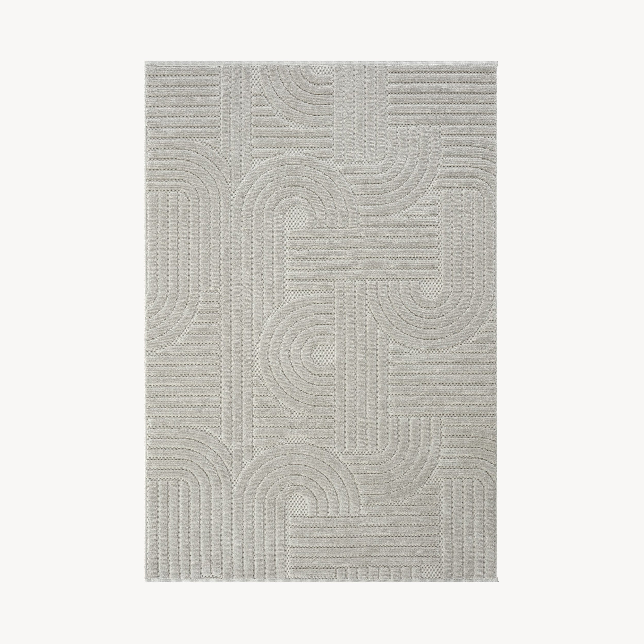 Teppich rechteckig Pietro 200x290 cm, Grau mit kreisförmigem geometrischem Muster - Main image