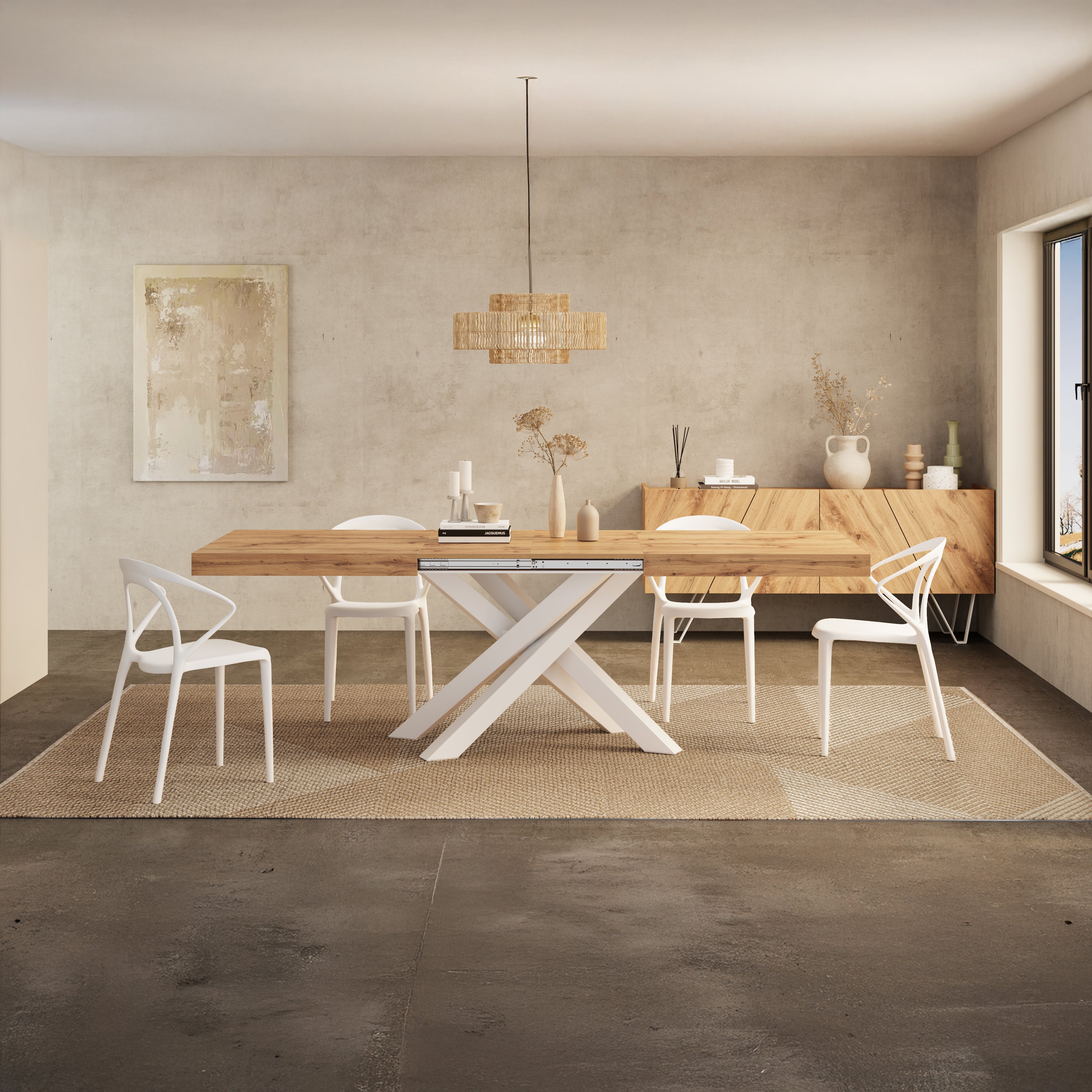Rectangular rug Vera 200x290 cm, Beige with triangular pattern - Set image 1