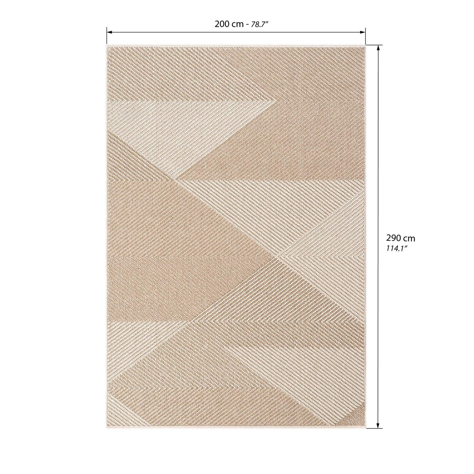 Rectangular rug Vera 200x290 cm, Beige with triangular pattern - Immagine tecnica 1