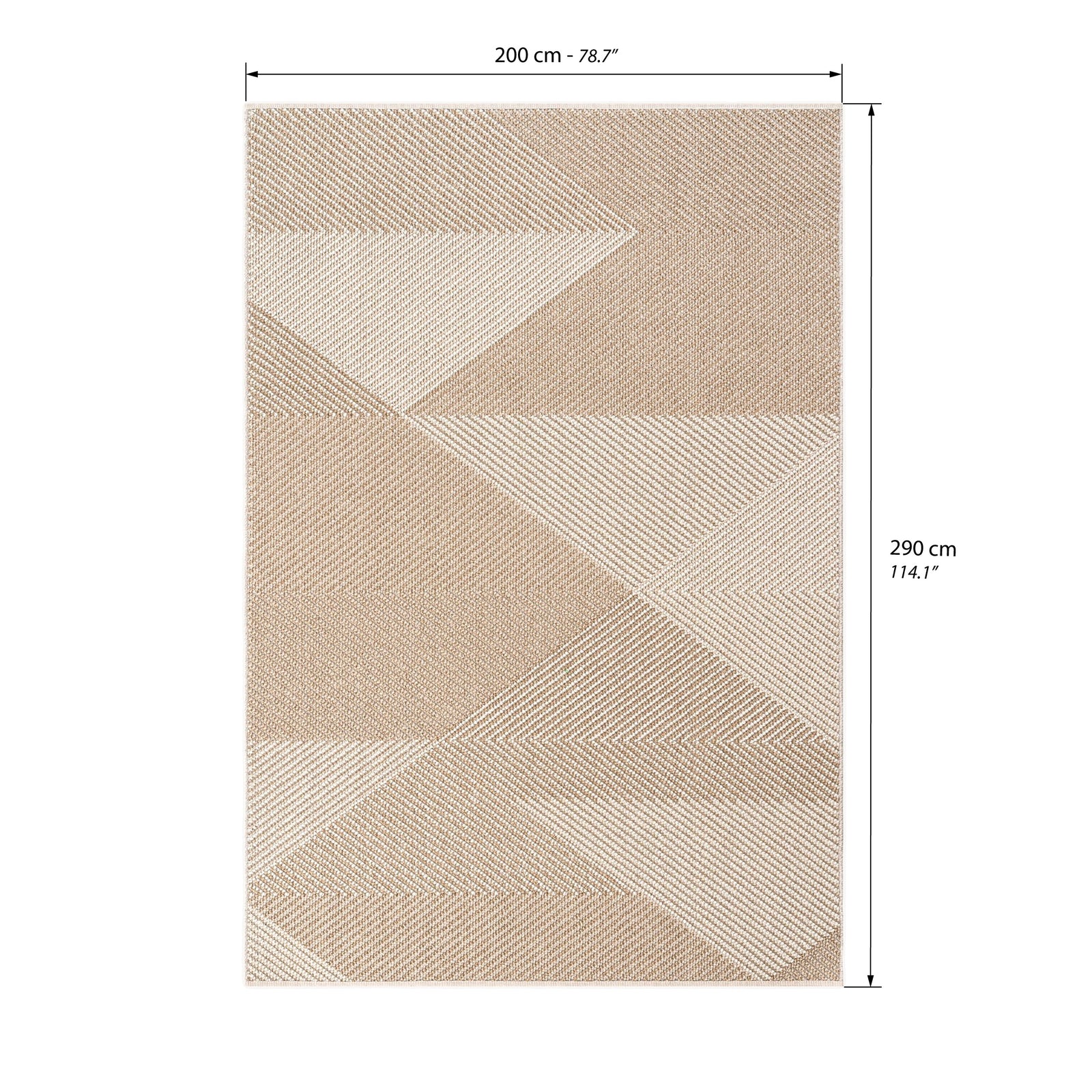 Teppich rechteckig Vera 200x290 cm, Beige mit Dreiecksmuster - Immagine tecnica 1