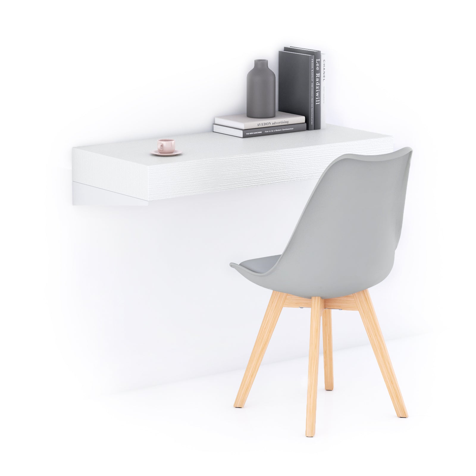 Scrivania sospesa a muro Evolution 90x40, Bianco Frassino