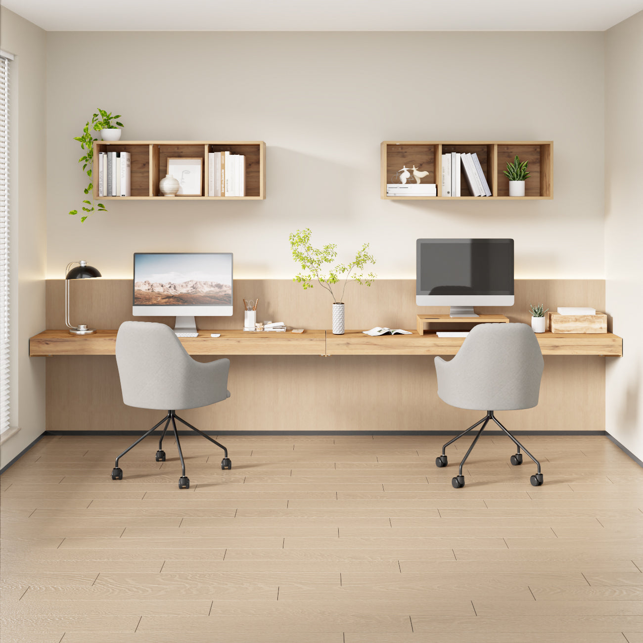 Scrivania sospesa a muro Evolution 120x40, Rovere Rustico - Immagine ambientata 3