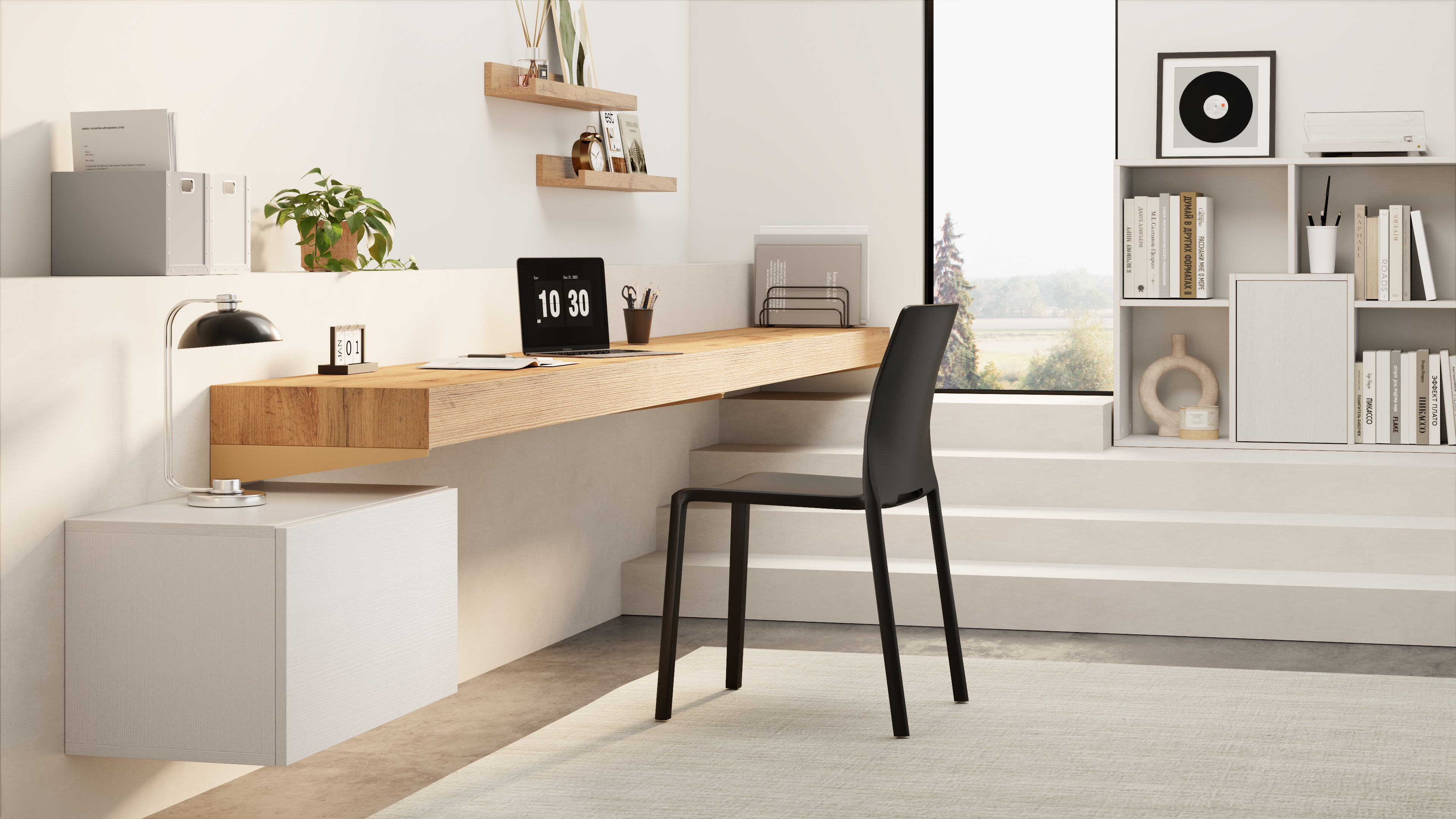 Wandbureau Evolution 180x40, Rustiek Eik - Set image 2