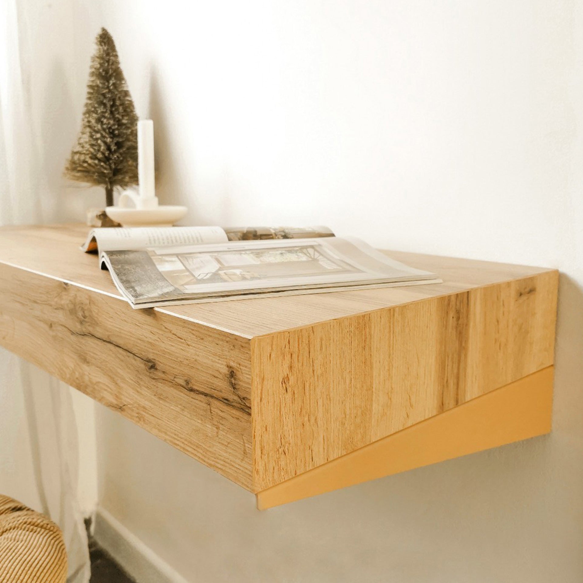 Scrivania sospesa a muro Evolution 90x40, Rovere Rustico - Immagine ambientata 3