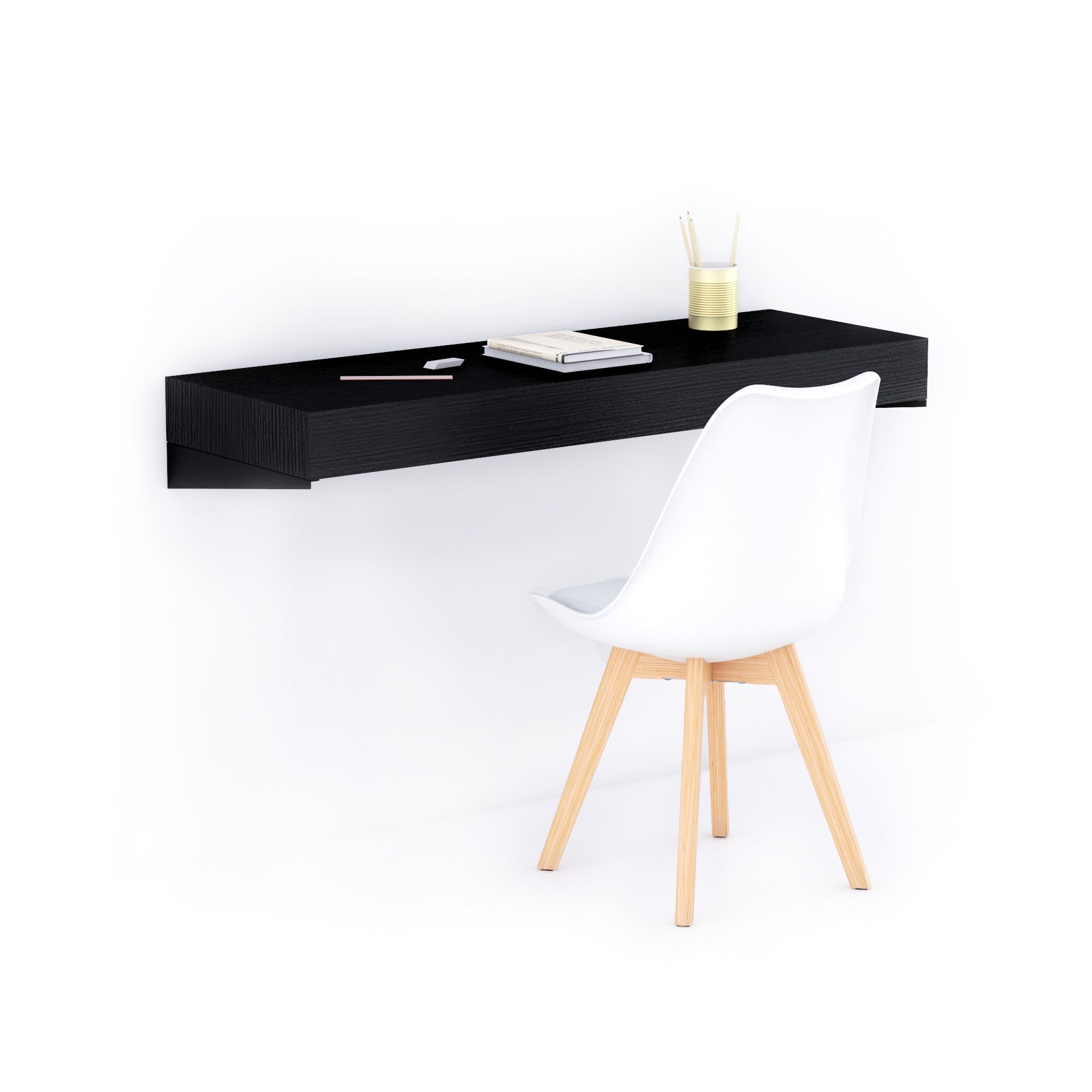 Scrivania sospesa a muro Evolution 120x40, Nero Frassino