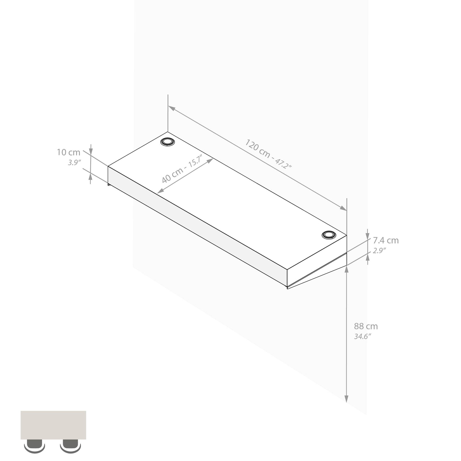 Prateleira de Bar Evolution 120x40, Carvalho Rustico com Carregador Wireless - Immagine tecnica 1