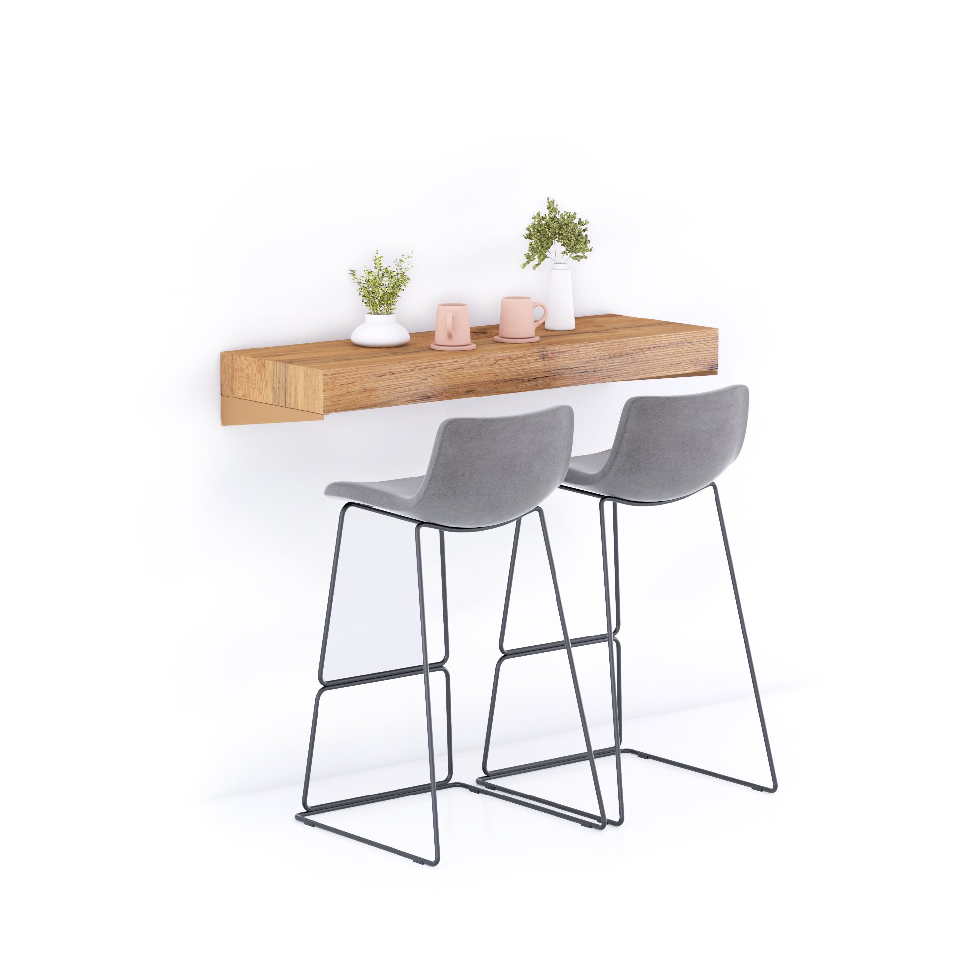 Table de bar murale Evolution 120x40, Bois Rustique