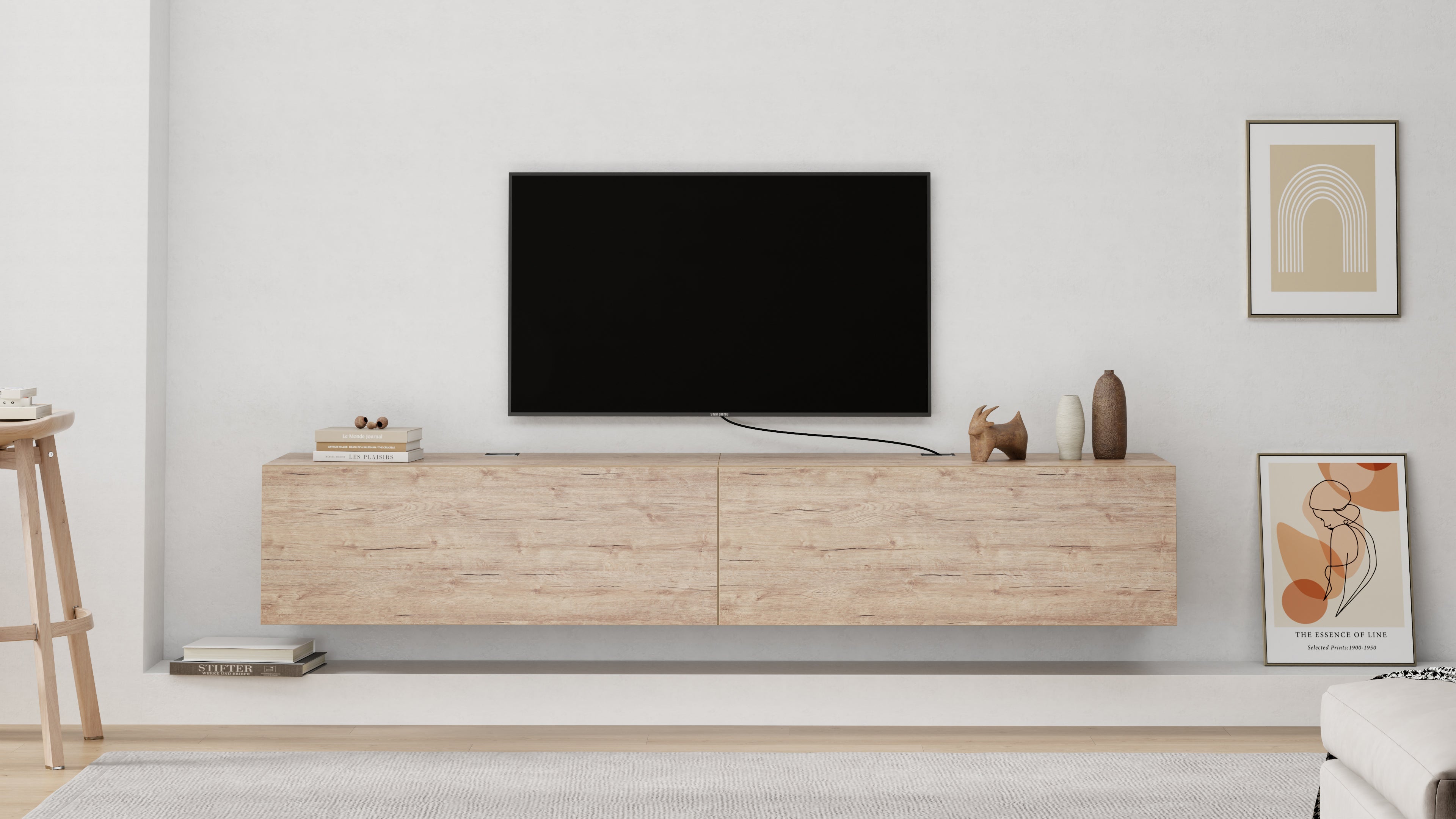 Easy Living Room Wall Unit 1, Oak, 208x44x36 cm - Set image 1