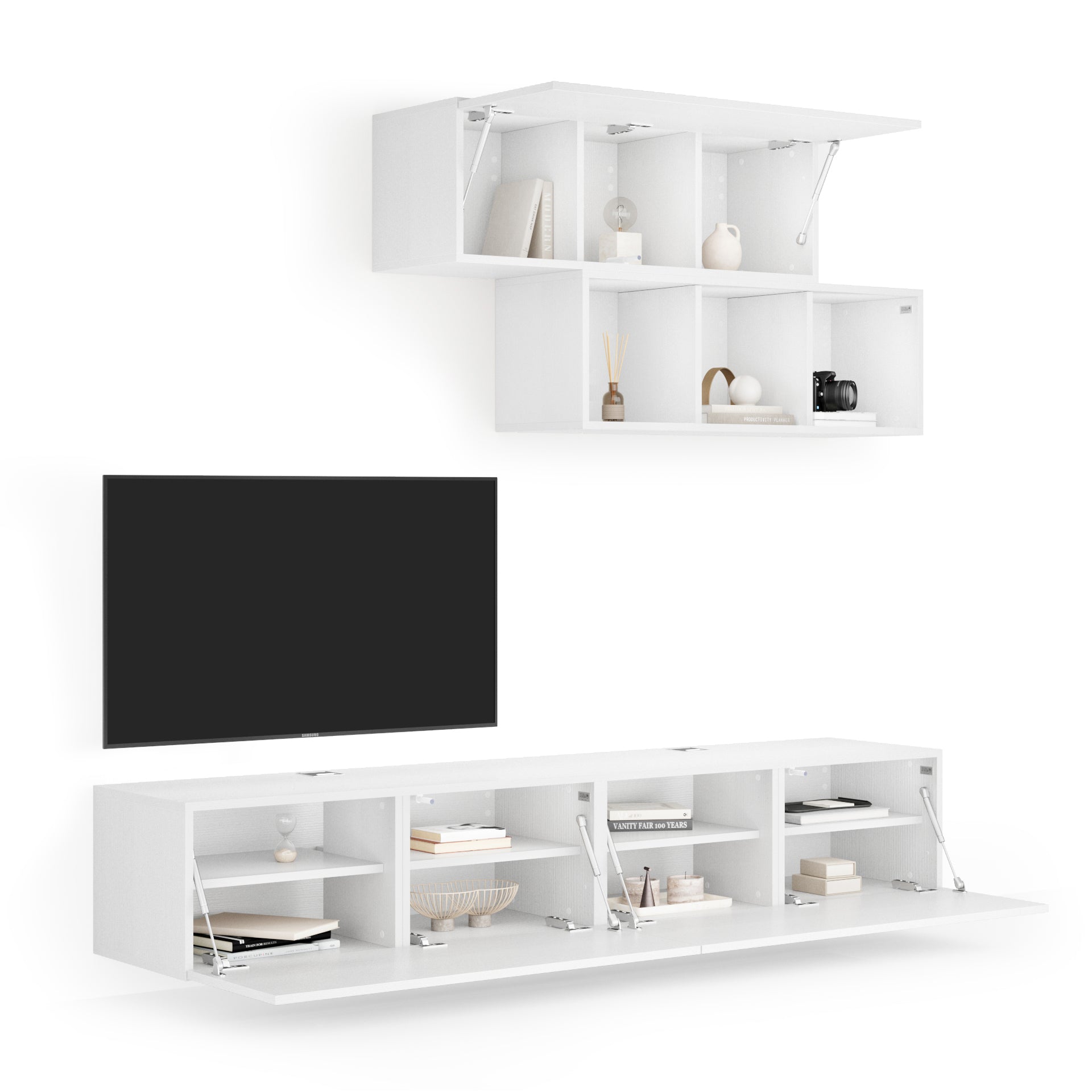 Parede de Tv Easy 3, freixo branco, 208x44x185 cm - Detail image 1