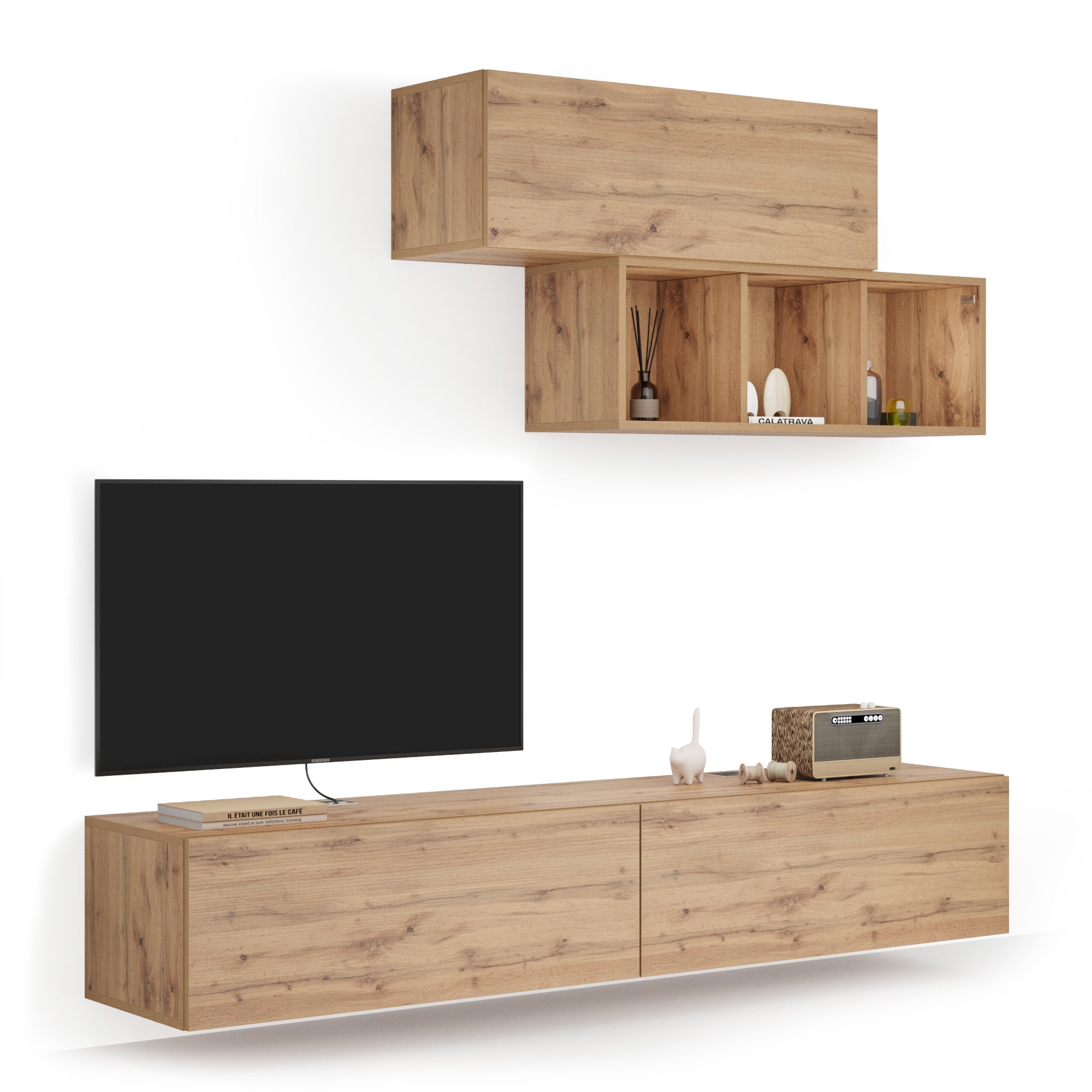 Ensemble Mural Easy 3, Bois Rustique, 208x44x185 cm - Main image