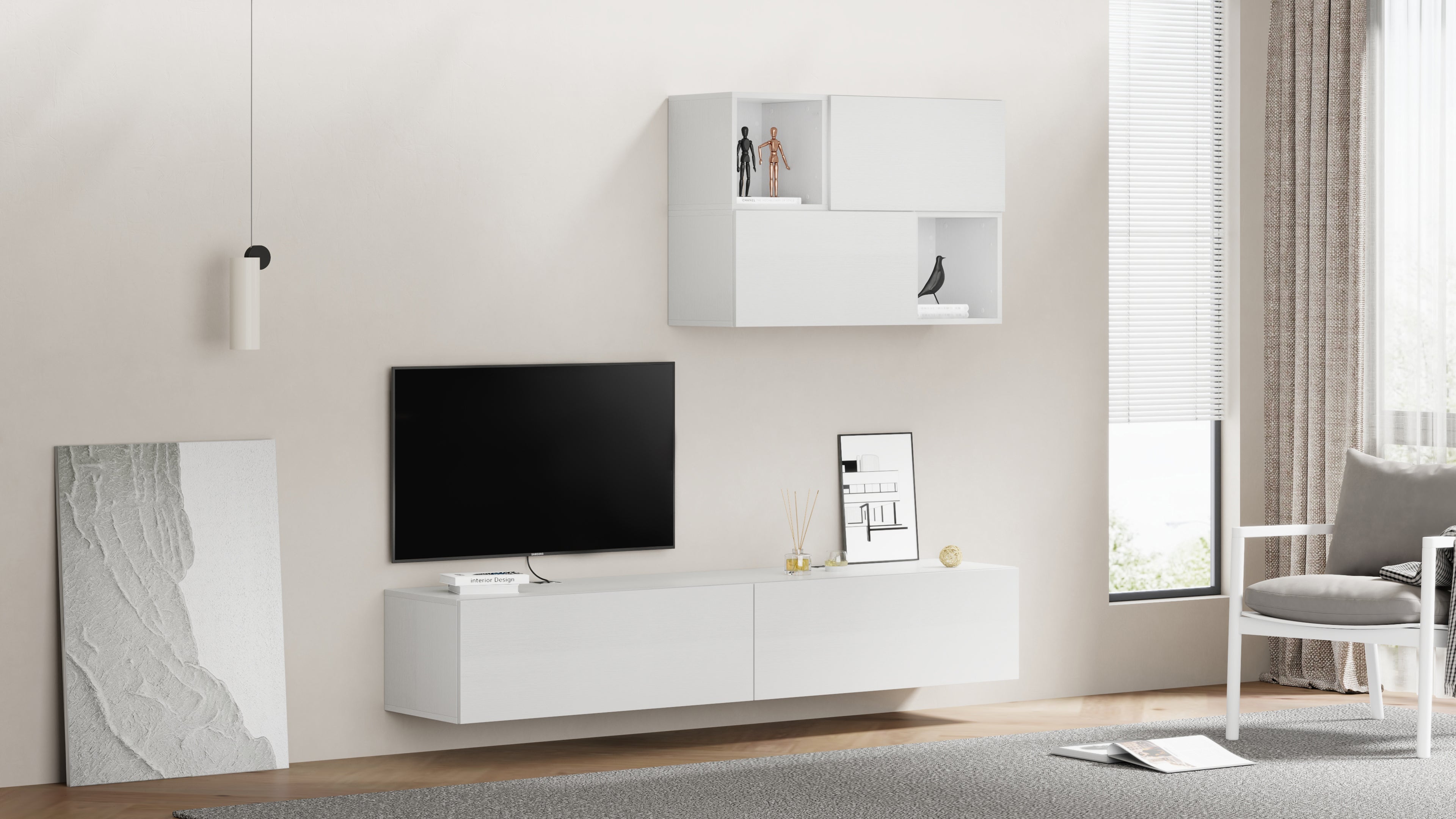 Pensile X 36 Senza Anta, Bianco Frassino - Immagine ambientata 1