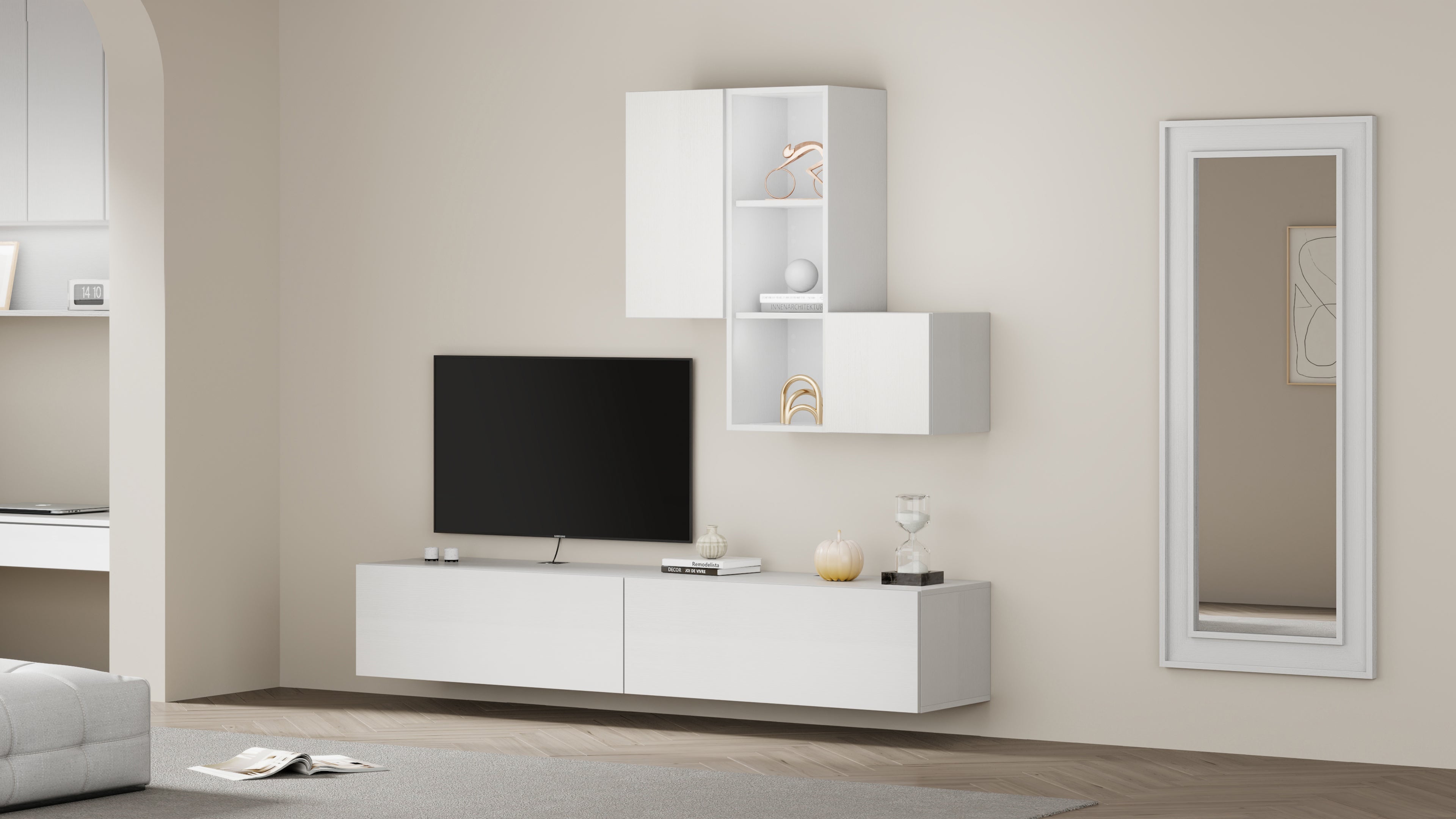 Ensemble Mural Easy 5, Frêne Blanc, 208x44x185 cm - Set image 1