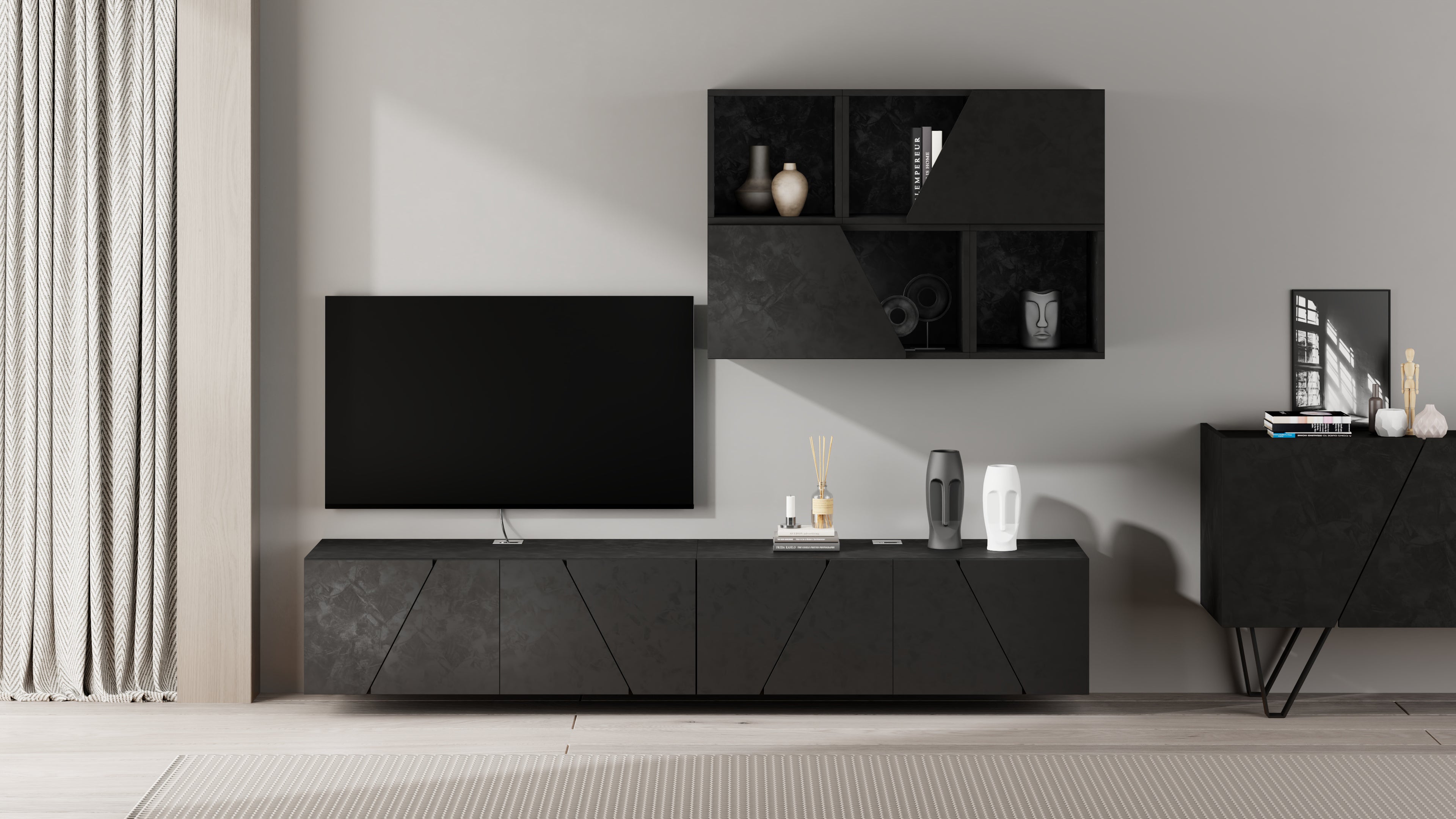Pensile X 36 Senza Anta Nero Cemento - Immagine ambientata 1